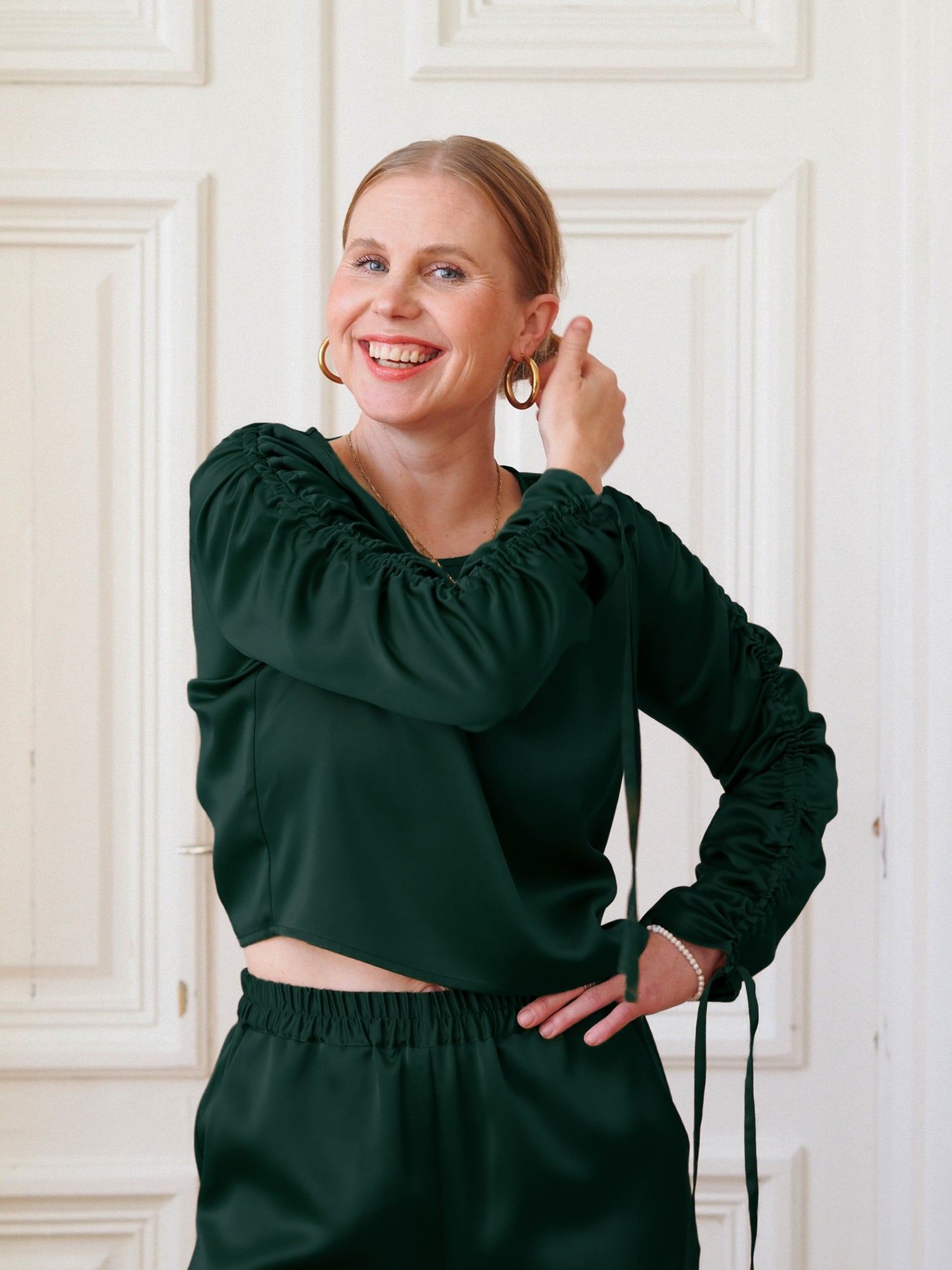 Cosmos Blouse, Emerald Green