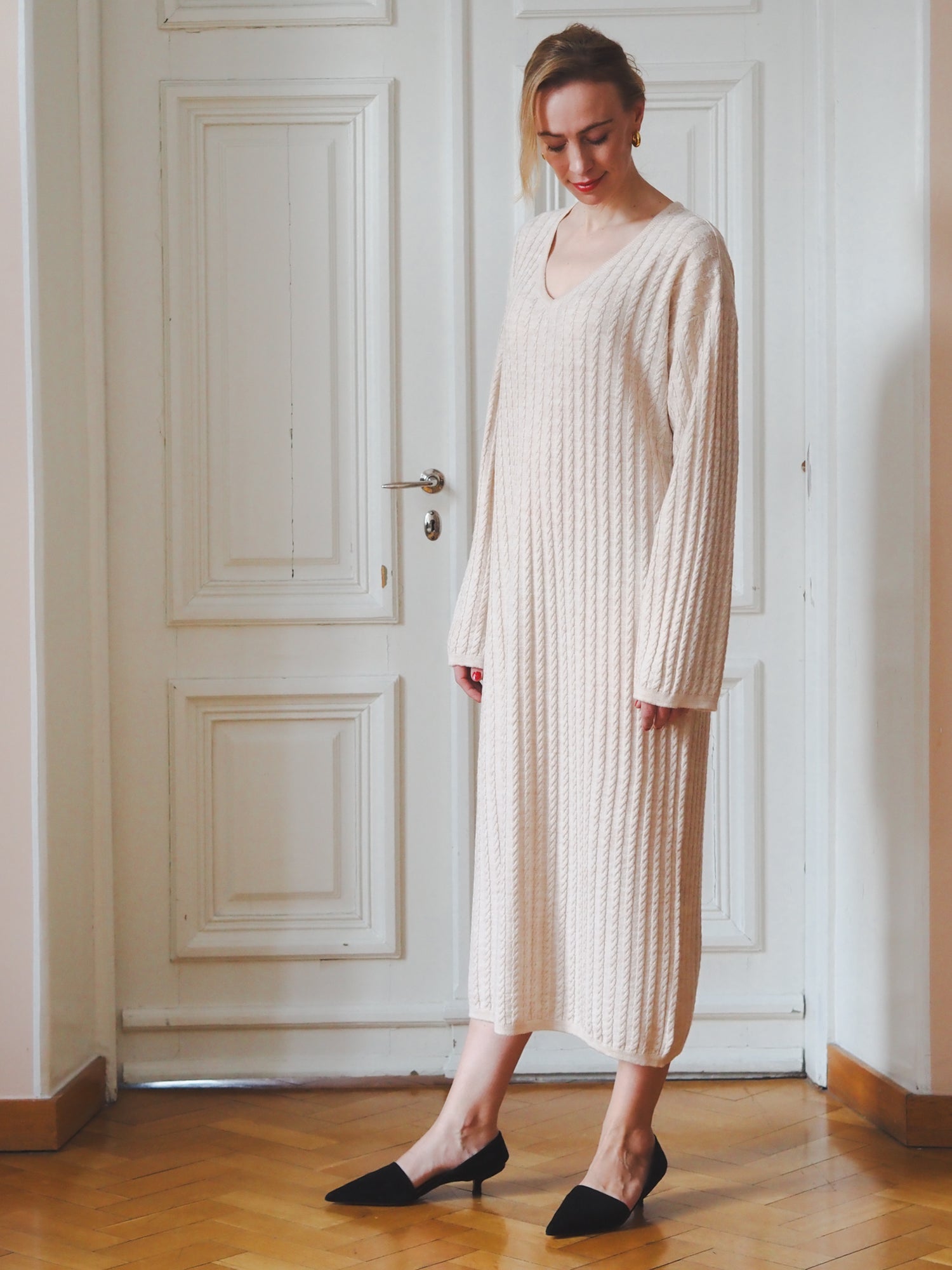 Evermore Knit Dress, Beige Melange