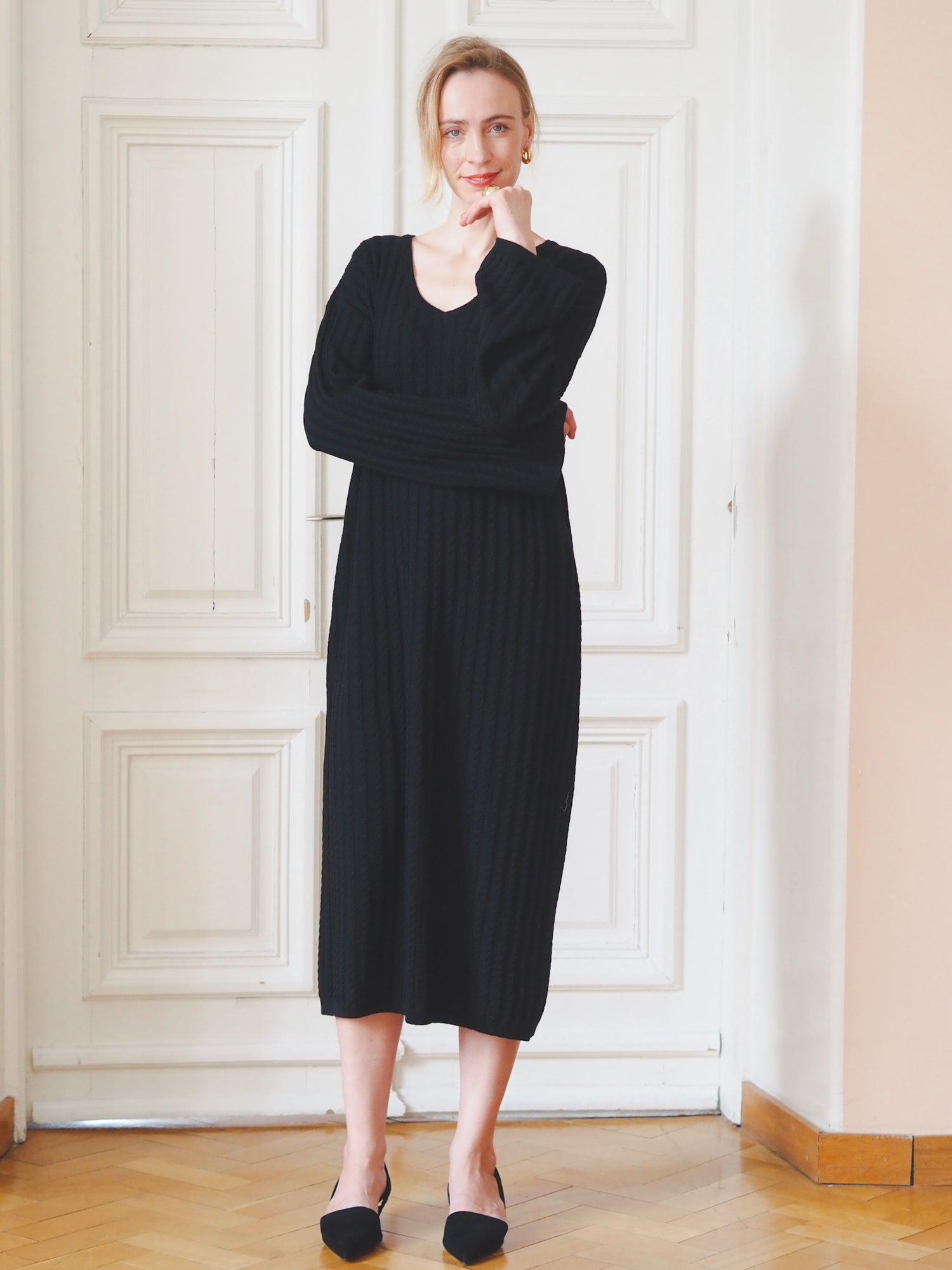 Evermore Knit Dress, Black