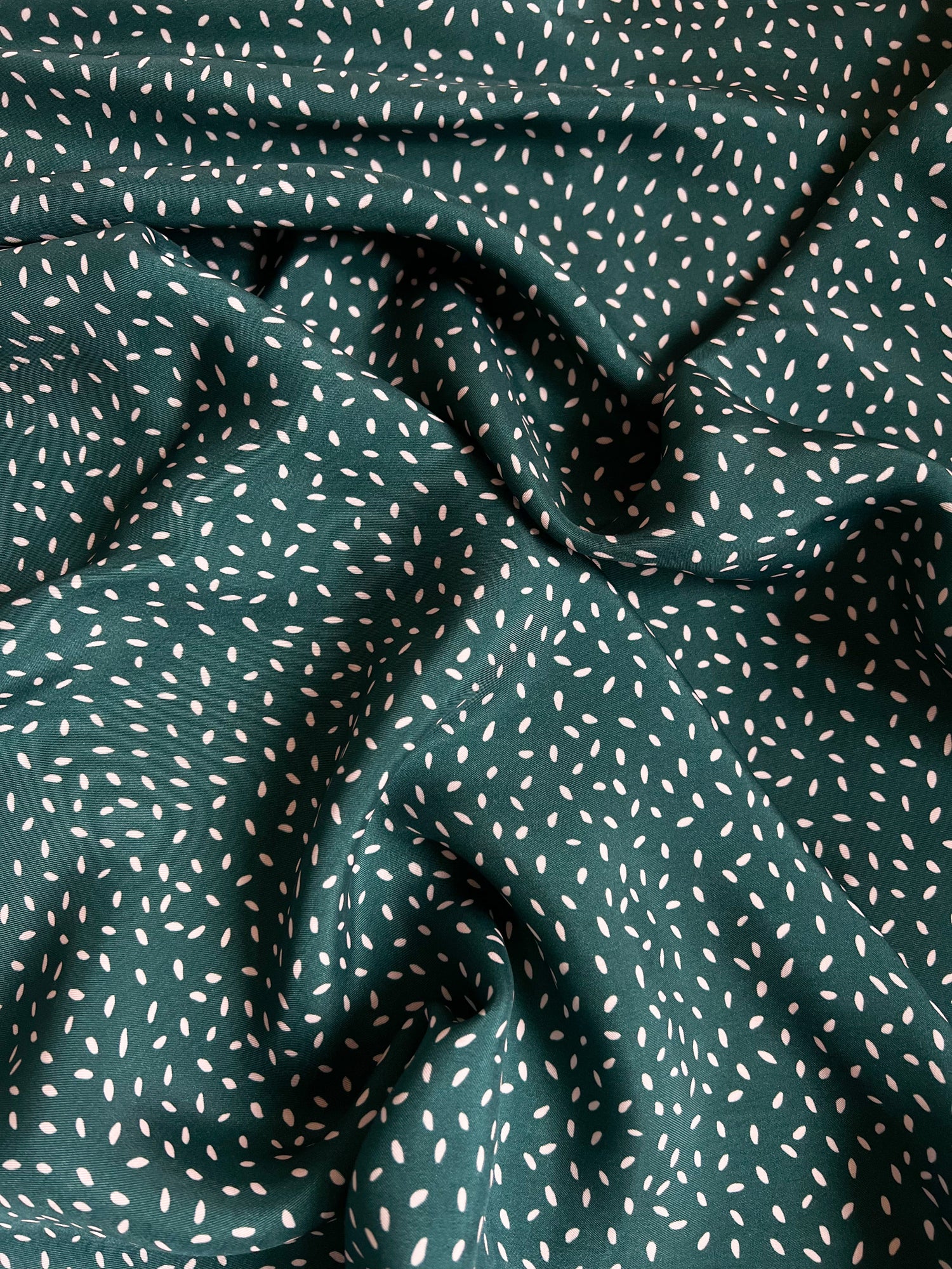 Dots Green Fabric, Cupro