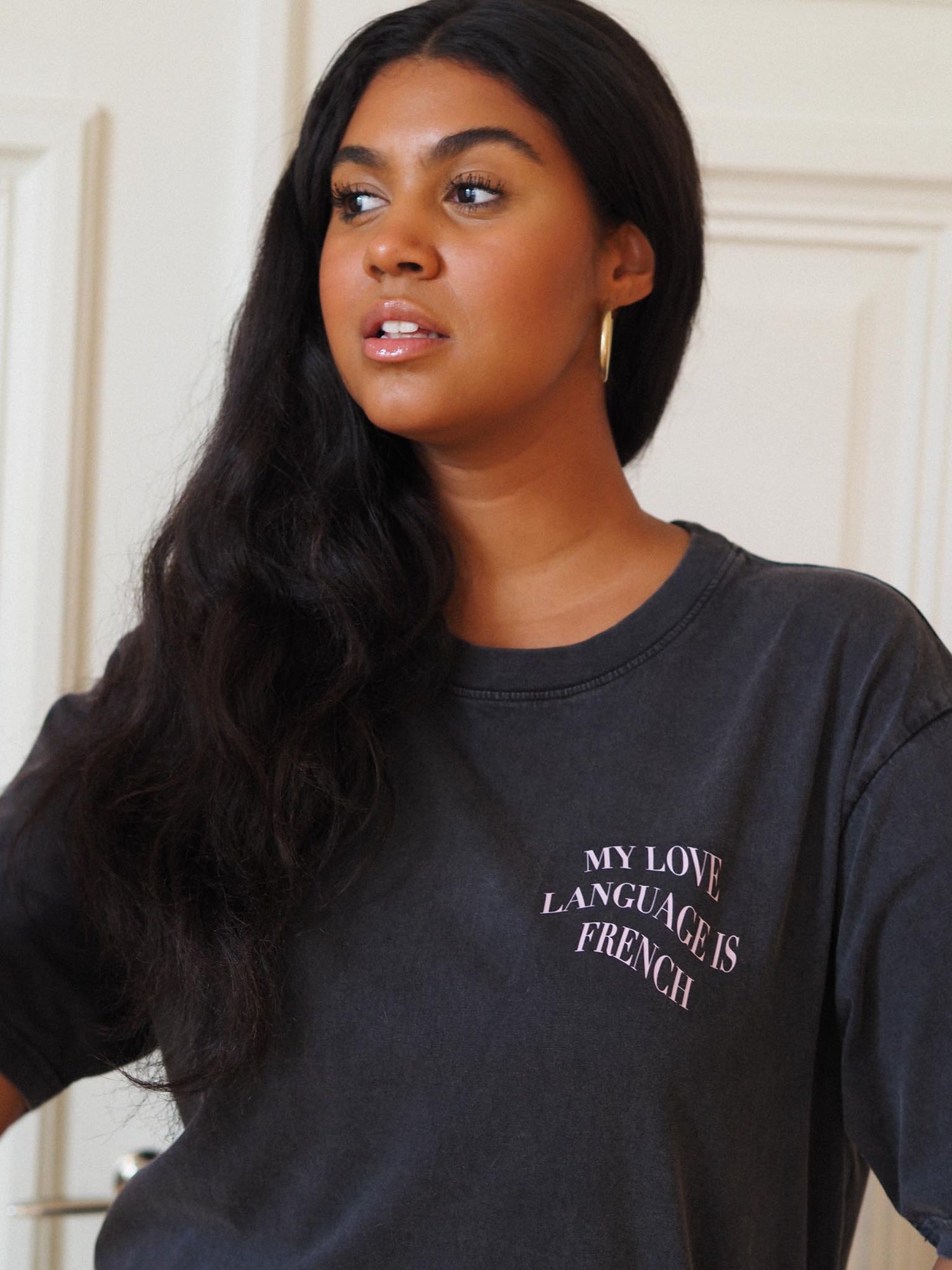 Je T'aime Oversize T-shirt, Stonewashed Black