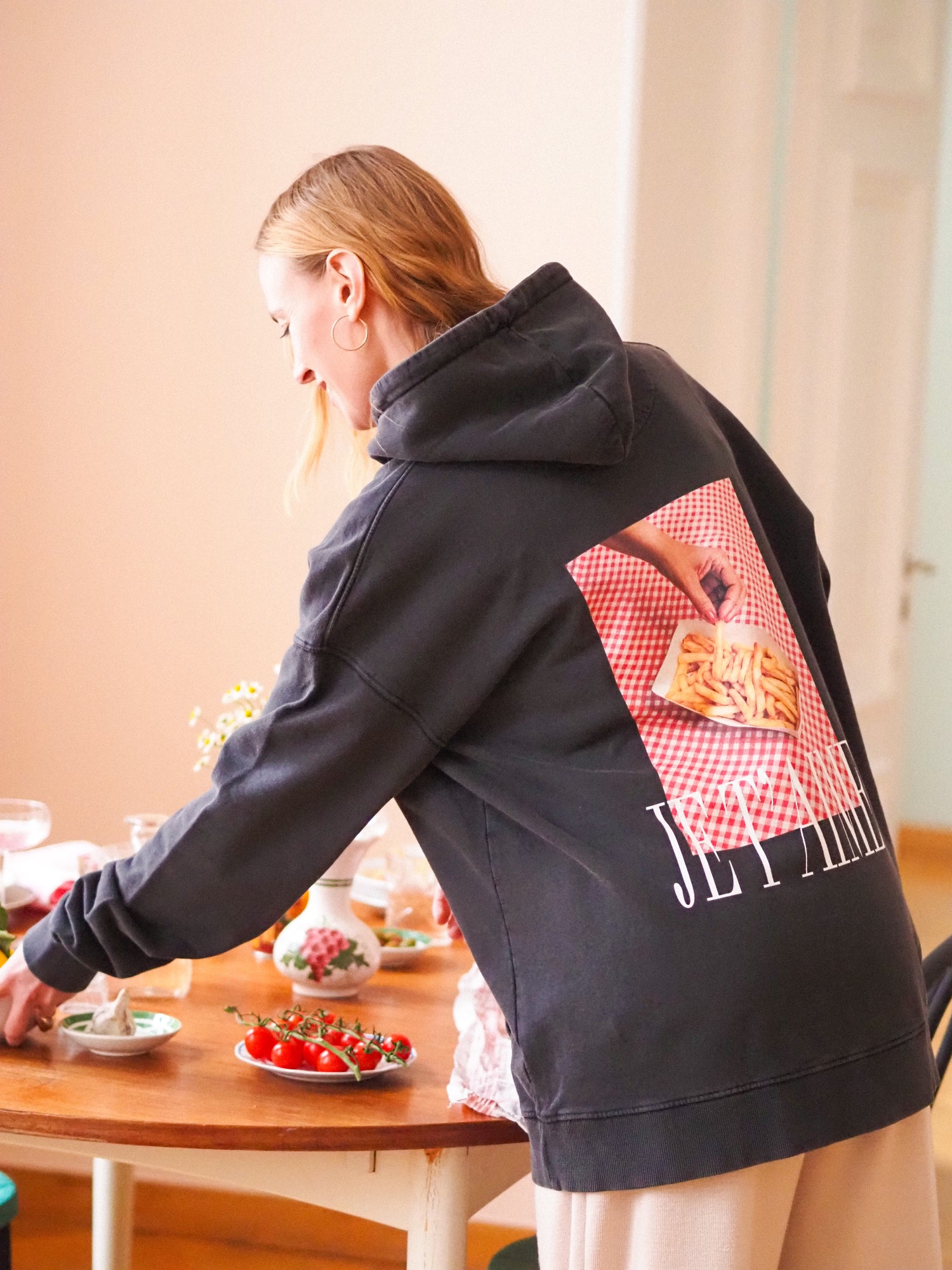 Je T'aime Hoodie, Stonewashed Black