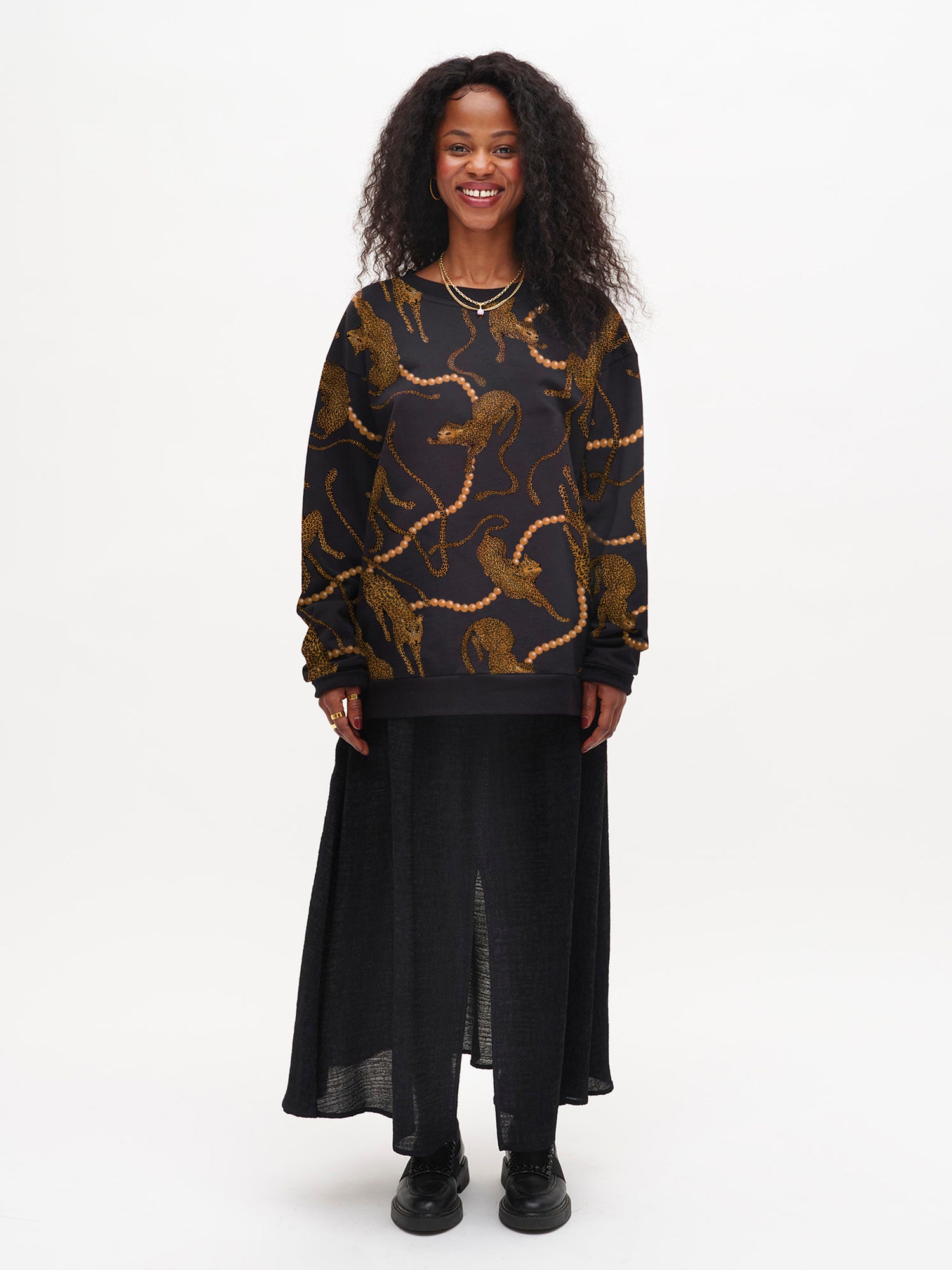 Unisex Sweatshirt, Pearl Leopard Dark