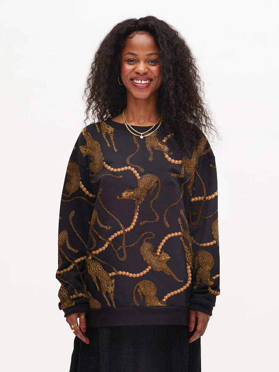 Unisex Sweatshirt, Pearl Leopard Dark