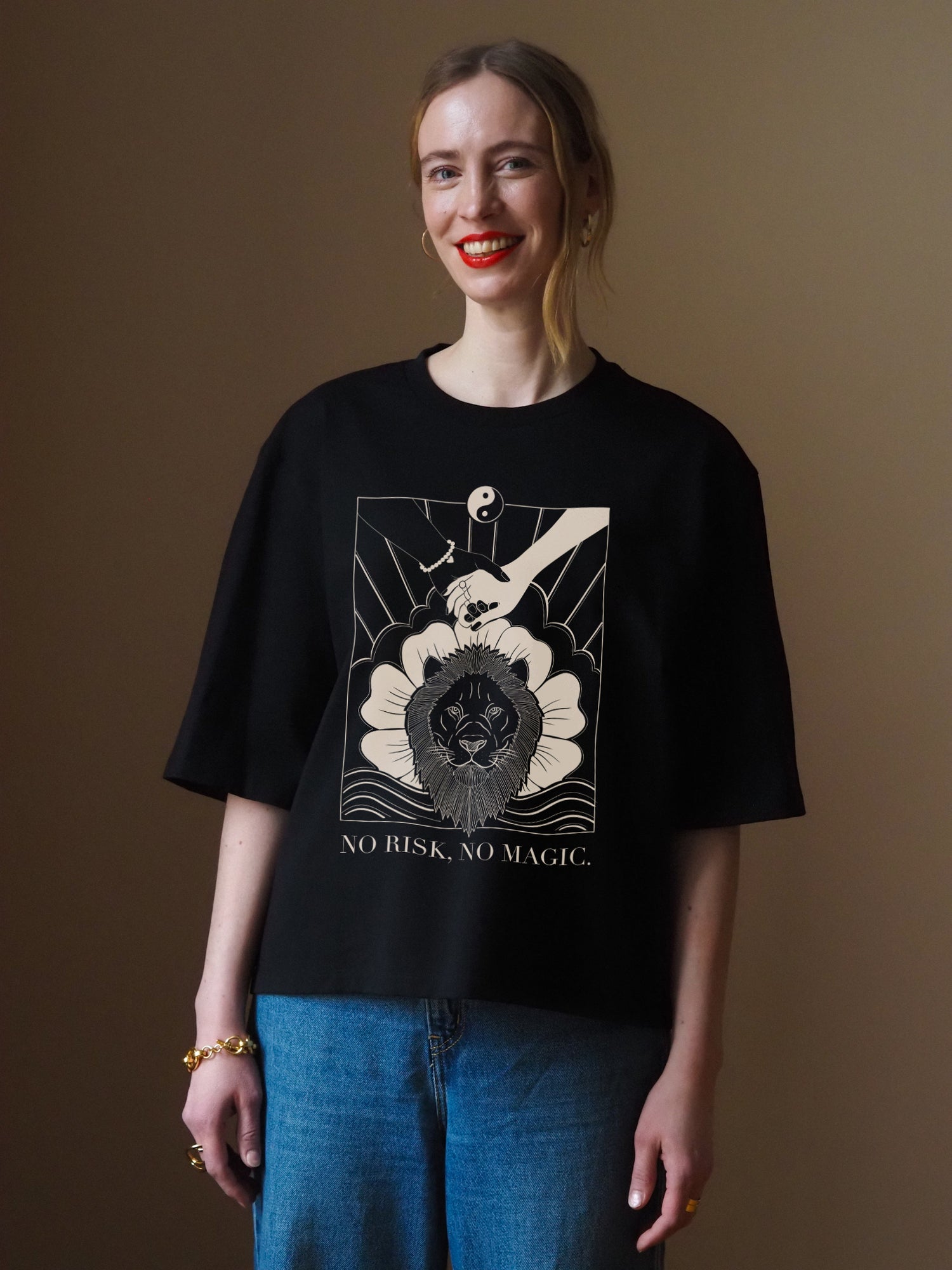 No Risk, No Magic Boxy Tee, Black