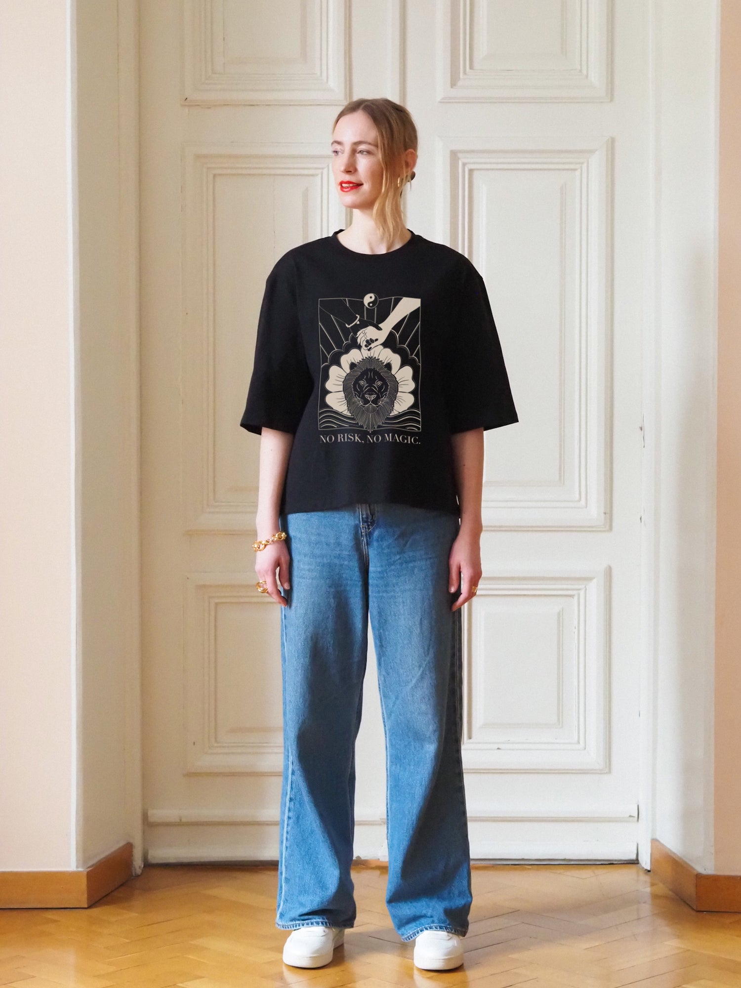 No Risk, No Magic Boxy Tee, Black