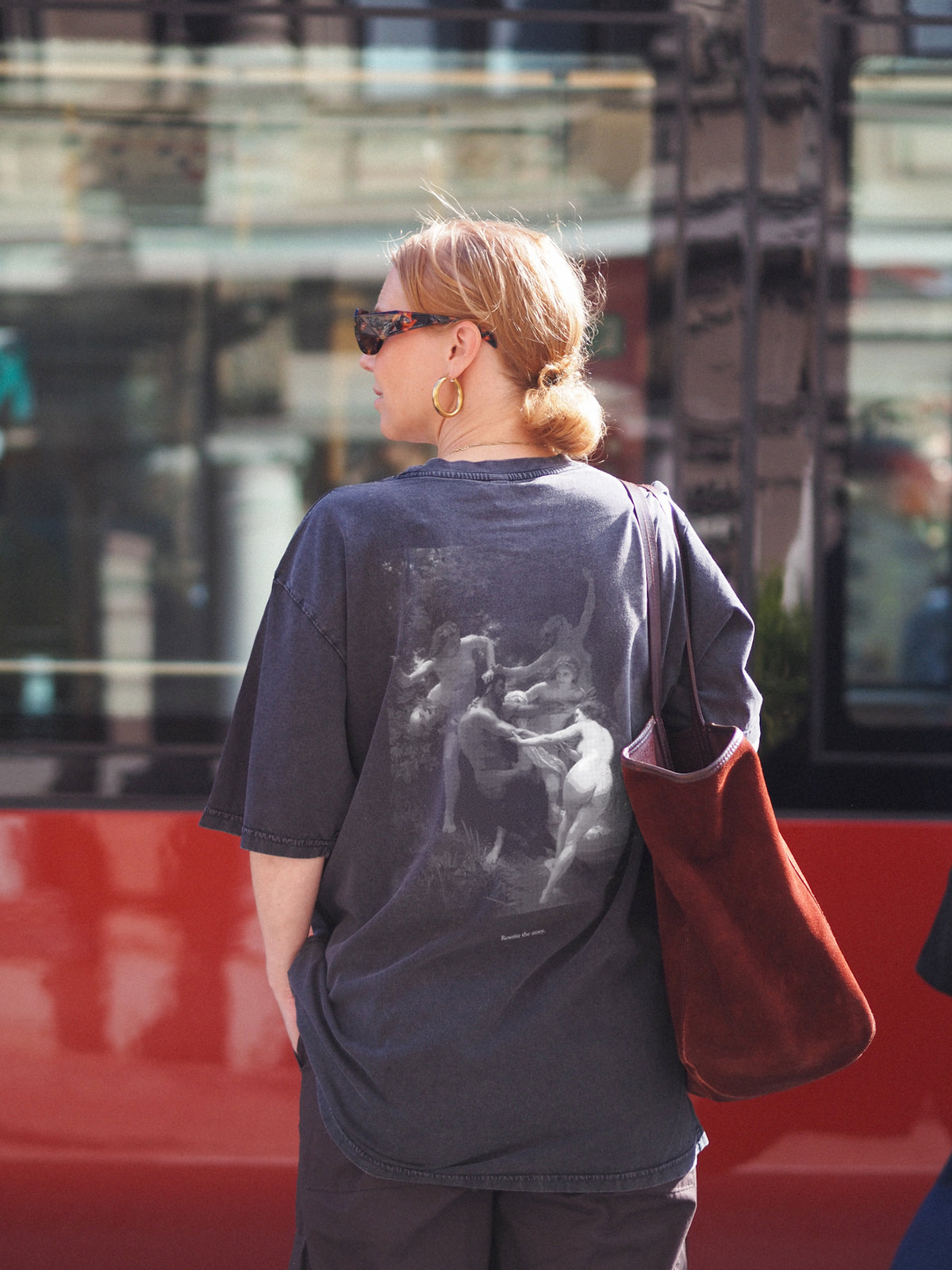 Girl Power Oversize T-shirt, Stonewashed Black