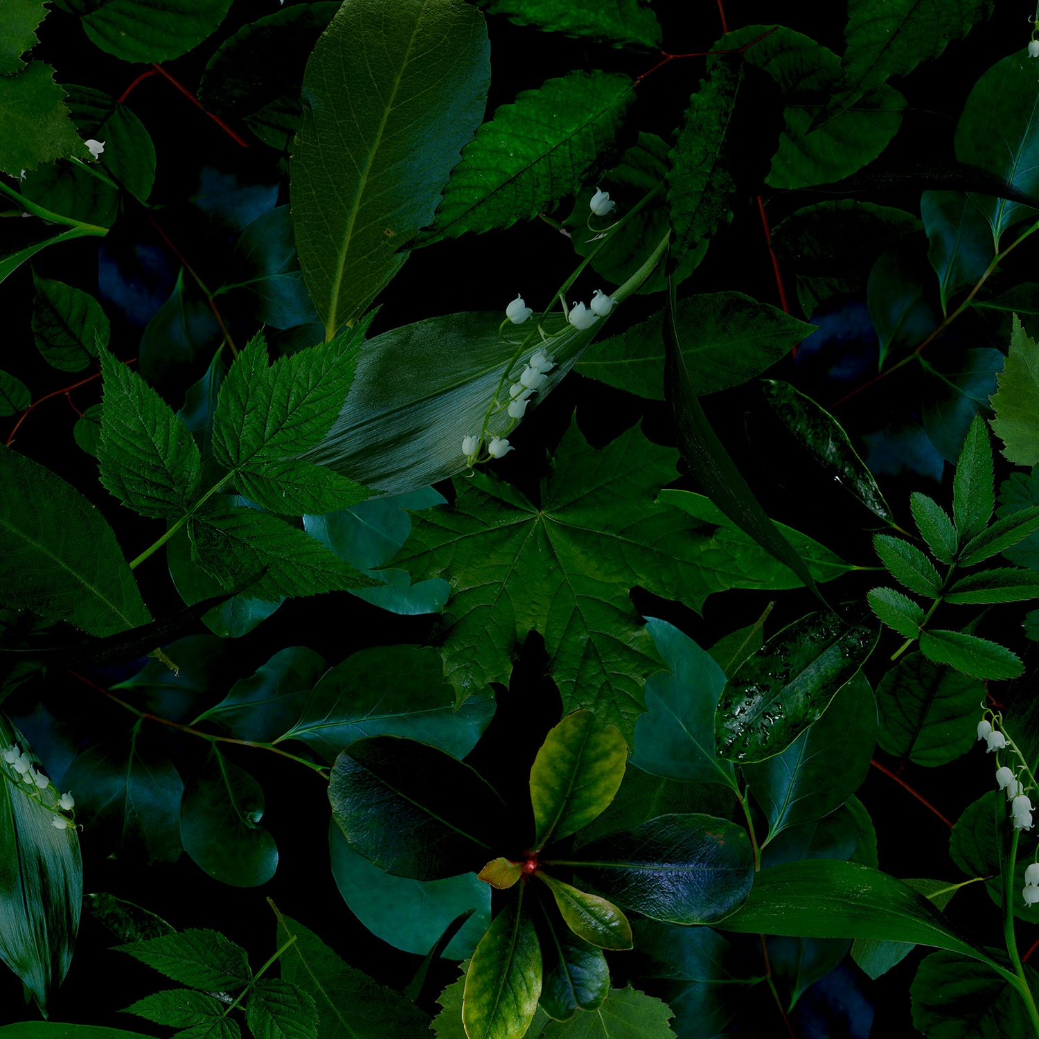 Green Leaves fabric, Silk