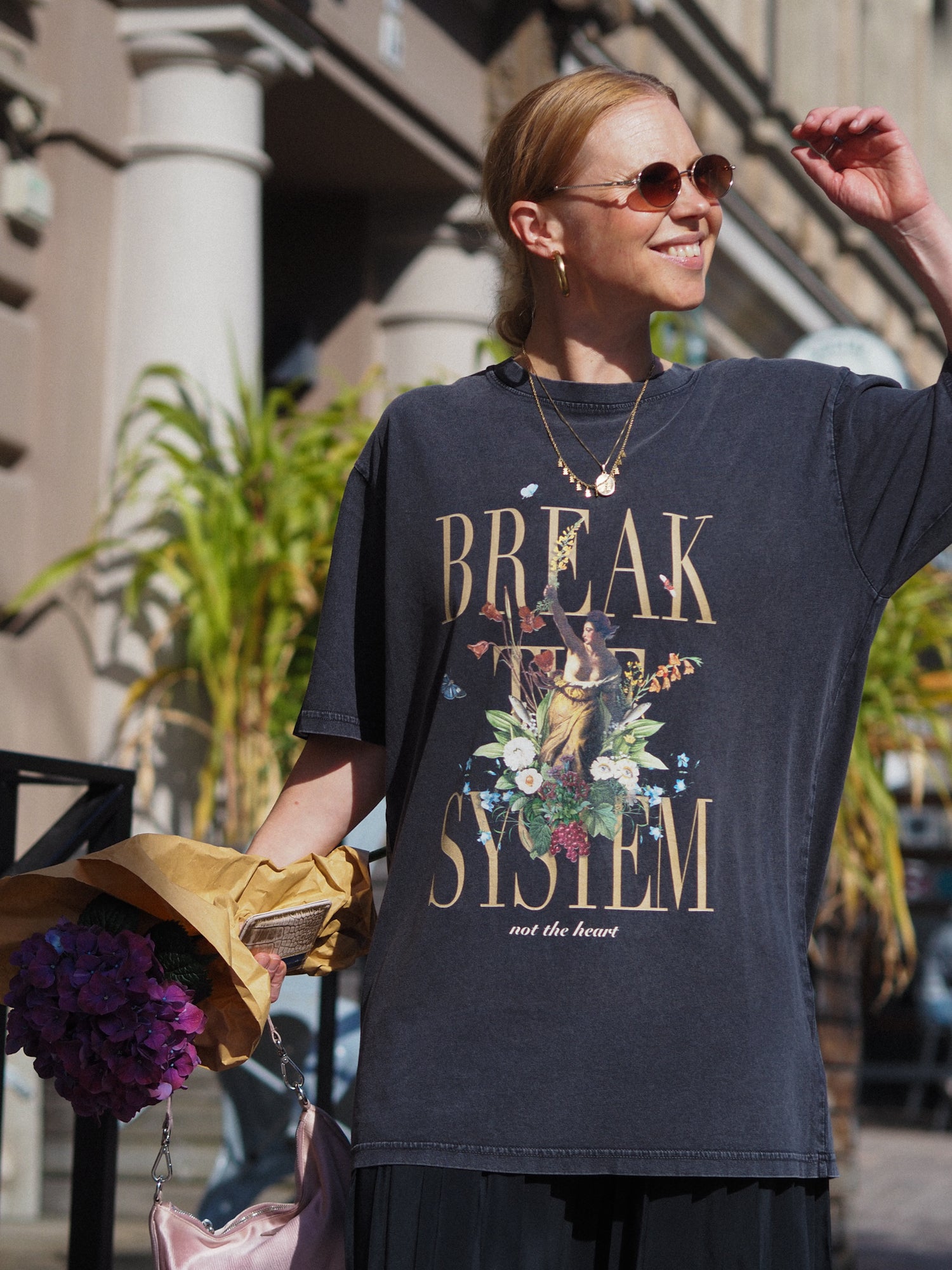 Revolution Oversize T-shirt, Stonewashed Black