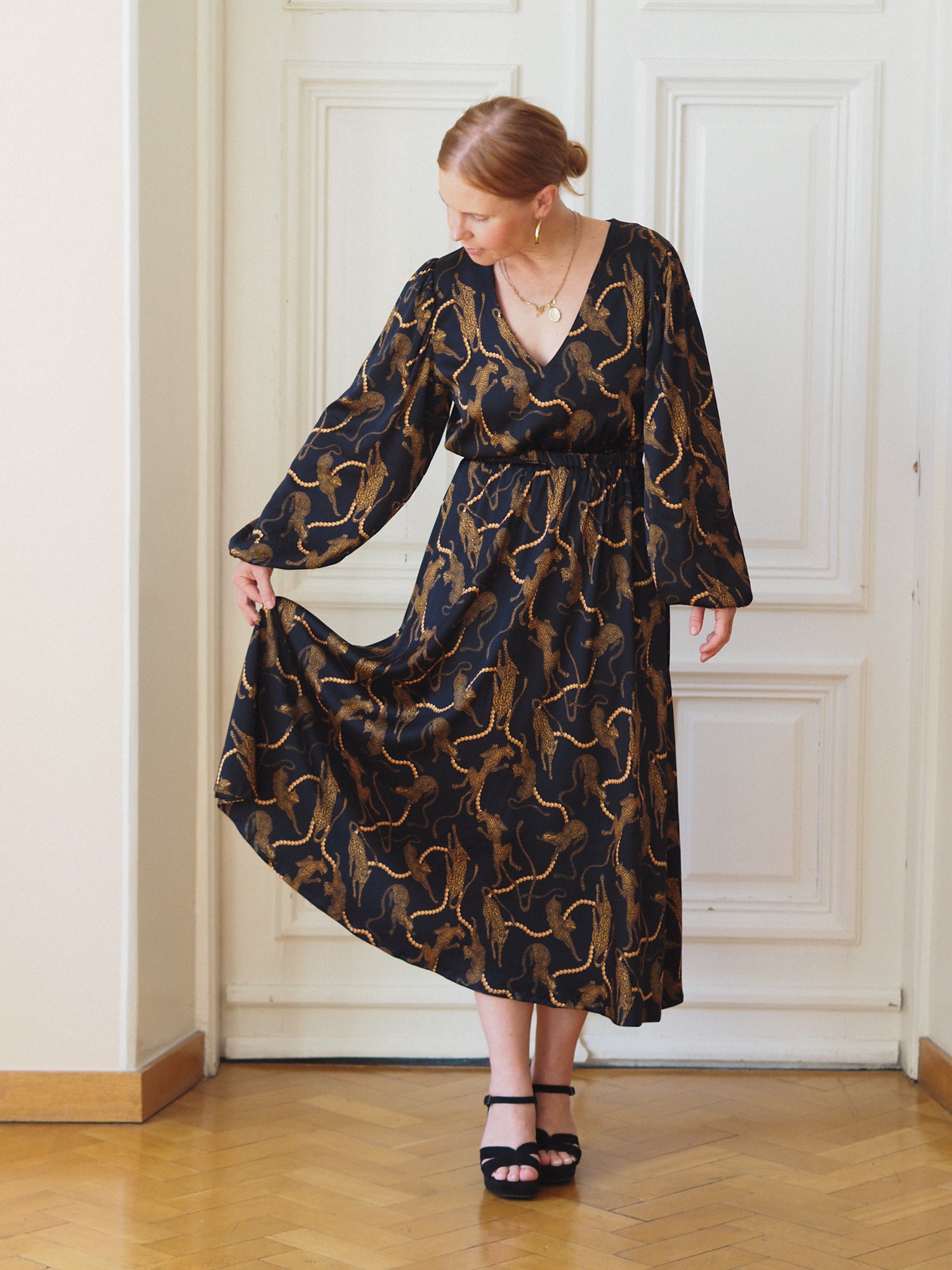 Verity Dress, Pearl Leopard Dark