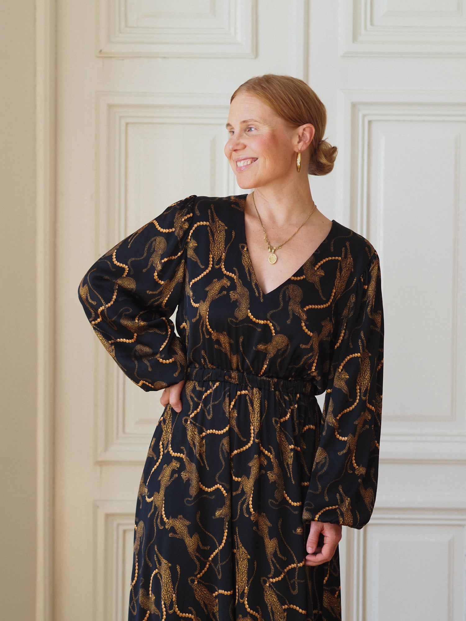 Verity Dress, Pearl Leopard Dark
