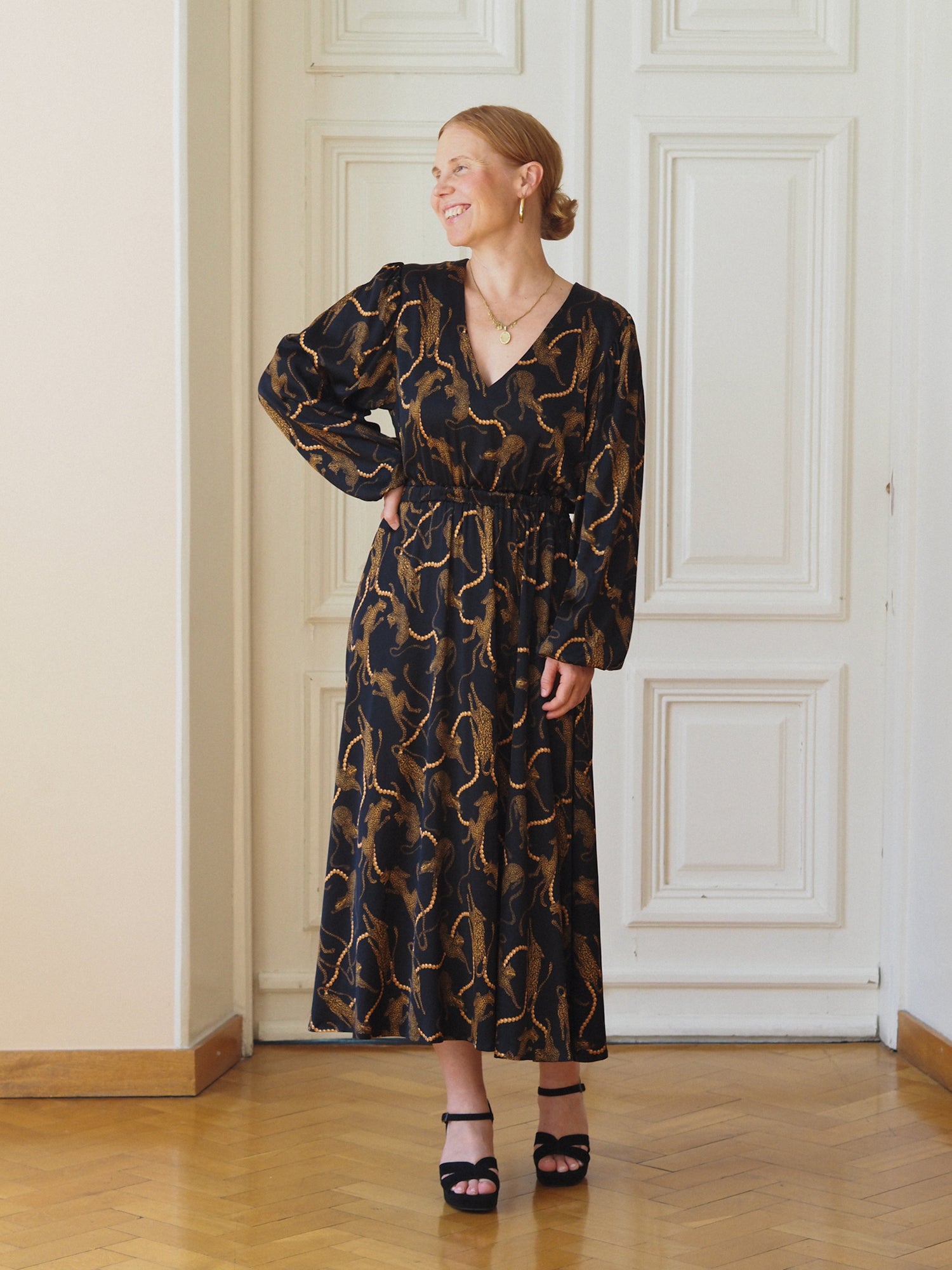 Verity Dress, Pearl Leopard Dark
