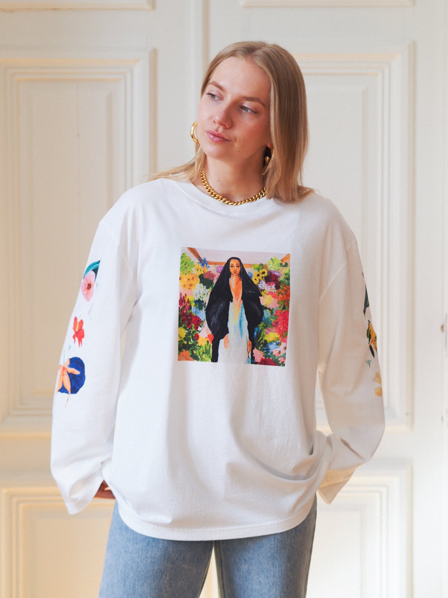 Uhana x Laura Annala Long Sleeve T-shirt, White