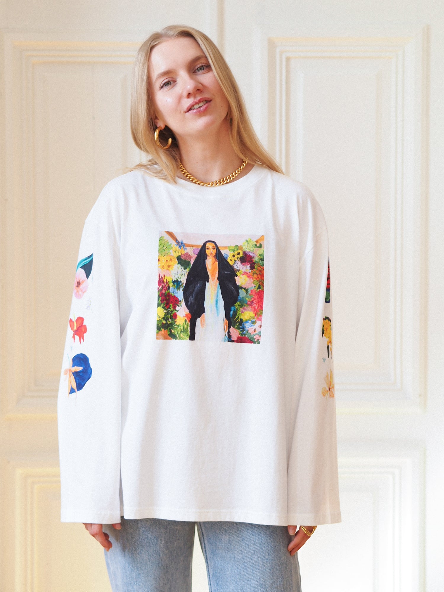 Uhana x Laura Annala Long Sleeve T-shirt, White