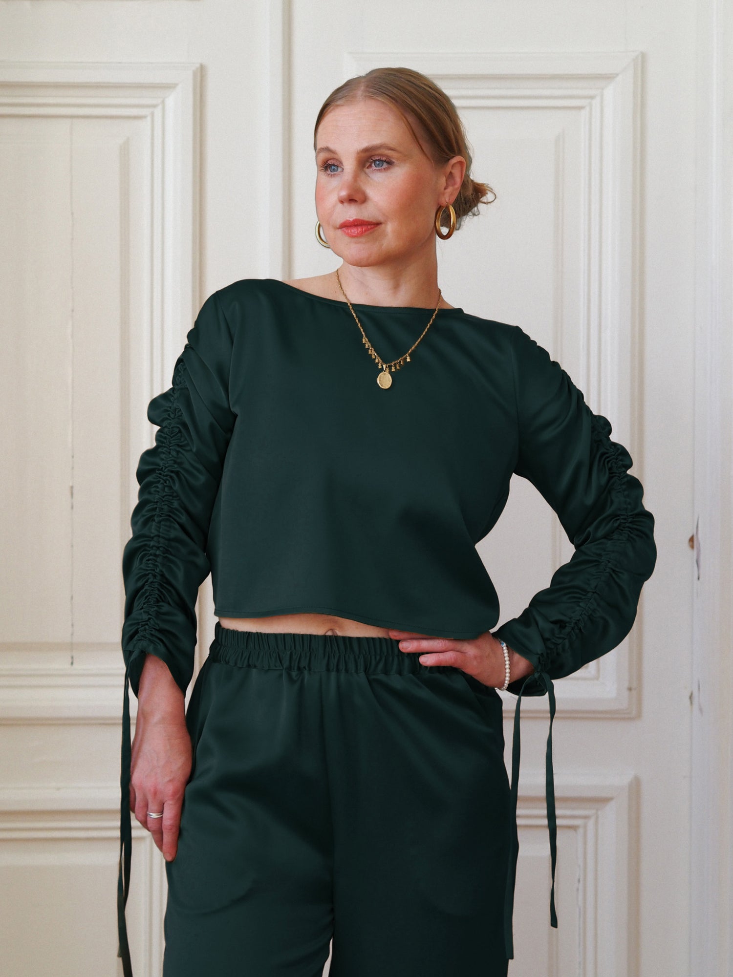 Cosmos Blouse, Emerald Green