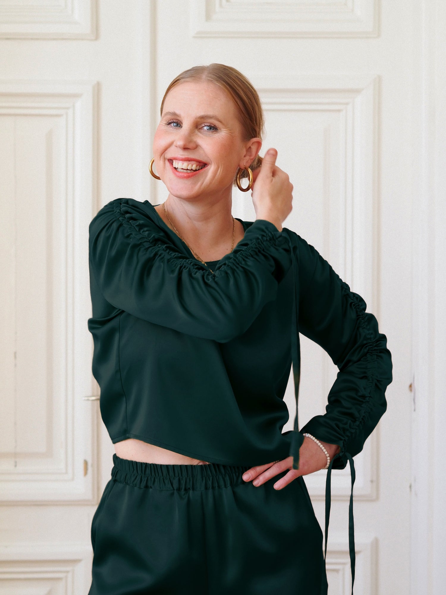 Cosmos Blouse, Emerald Green