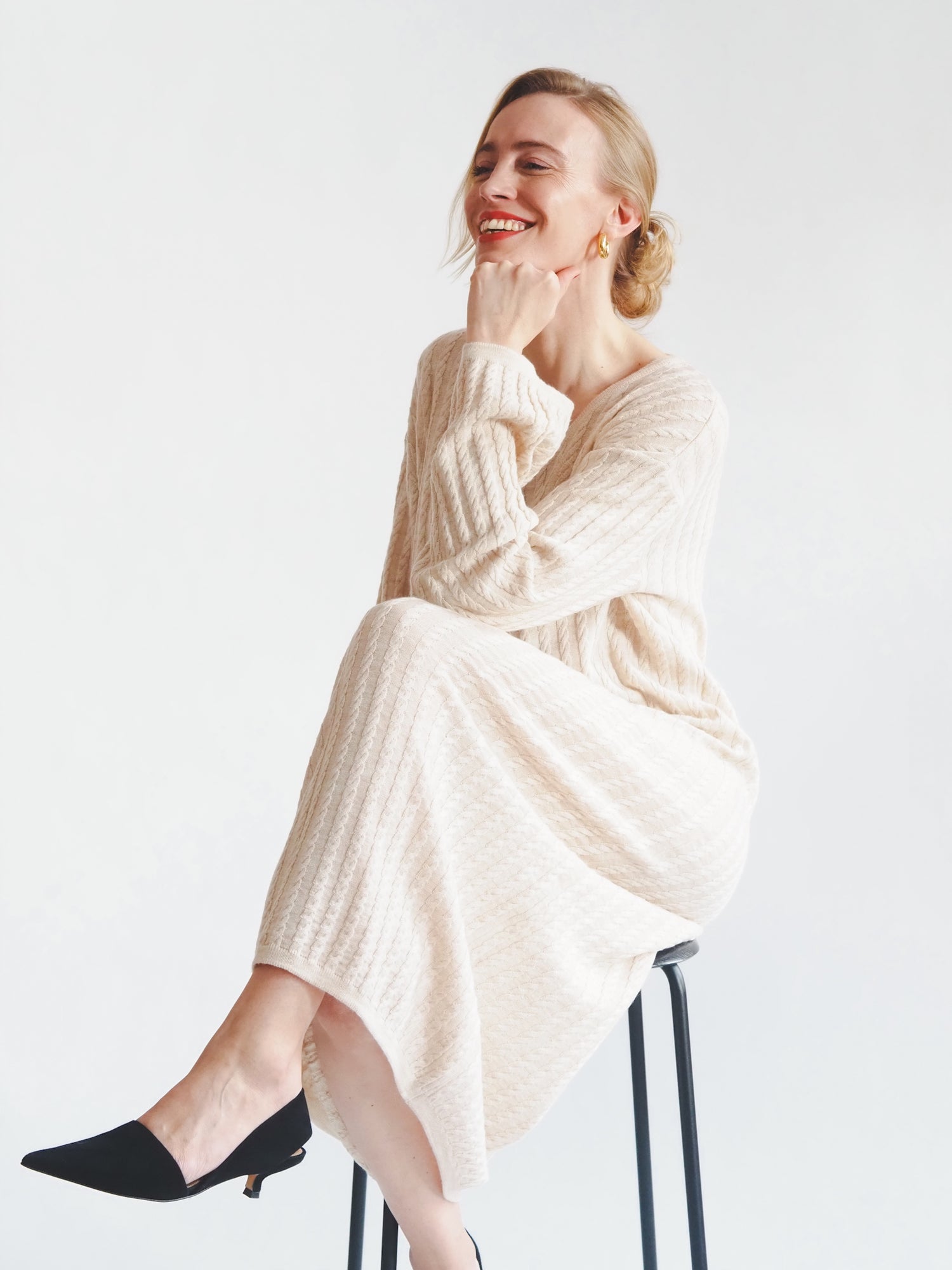 Evermore Knit Dress, Beige Melange
