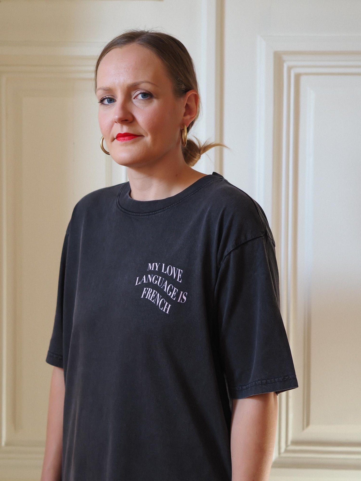 Je T'aime Oversize T-shirt, Stonewashed Black