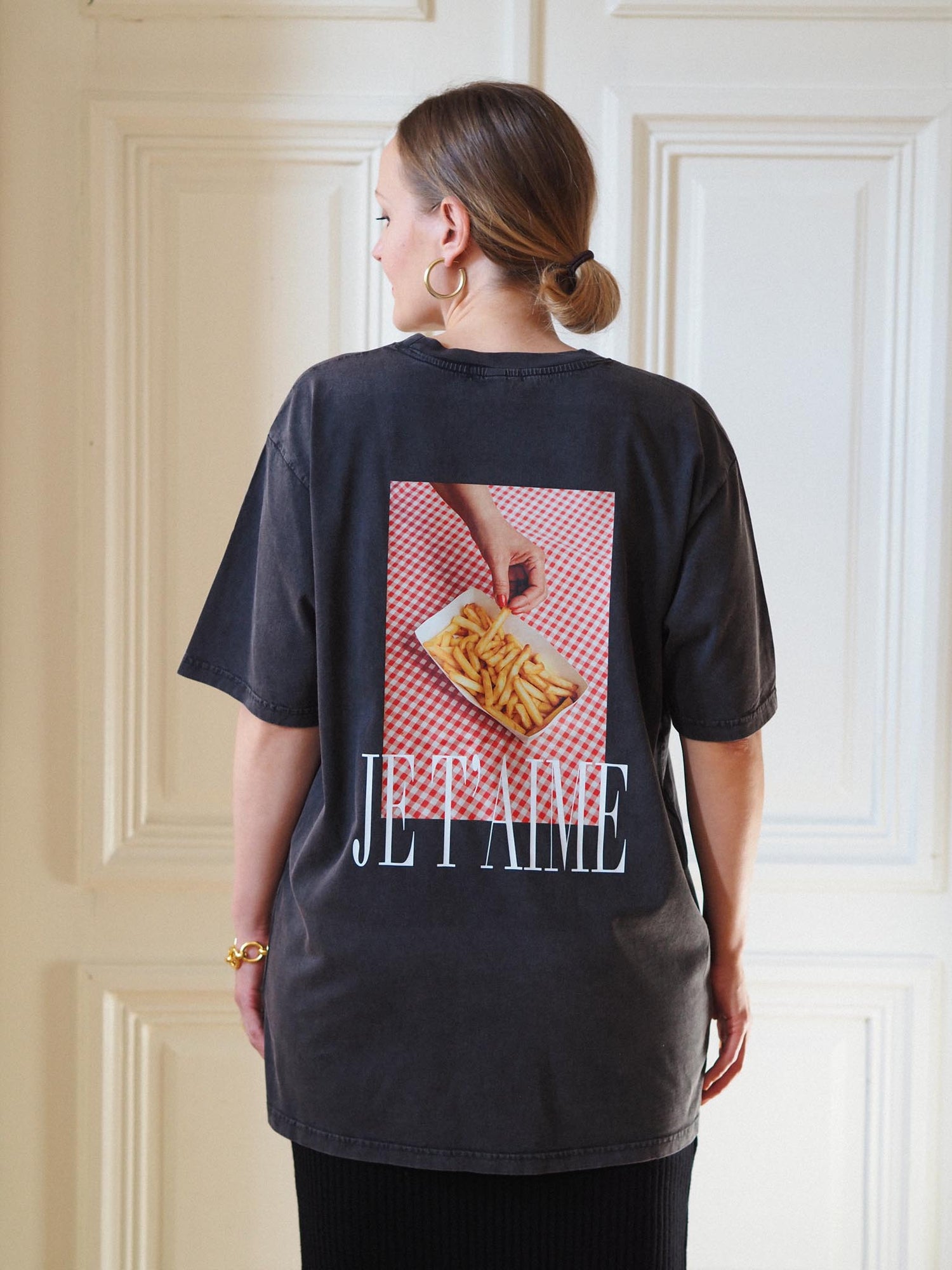 Je T'aime Oversize T-shirt, Stonewashed Black