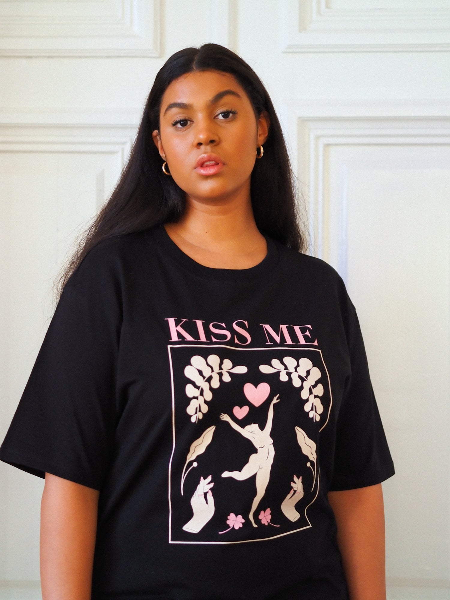 Kiss Me Oversize T-shirt, Black