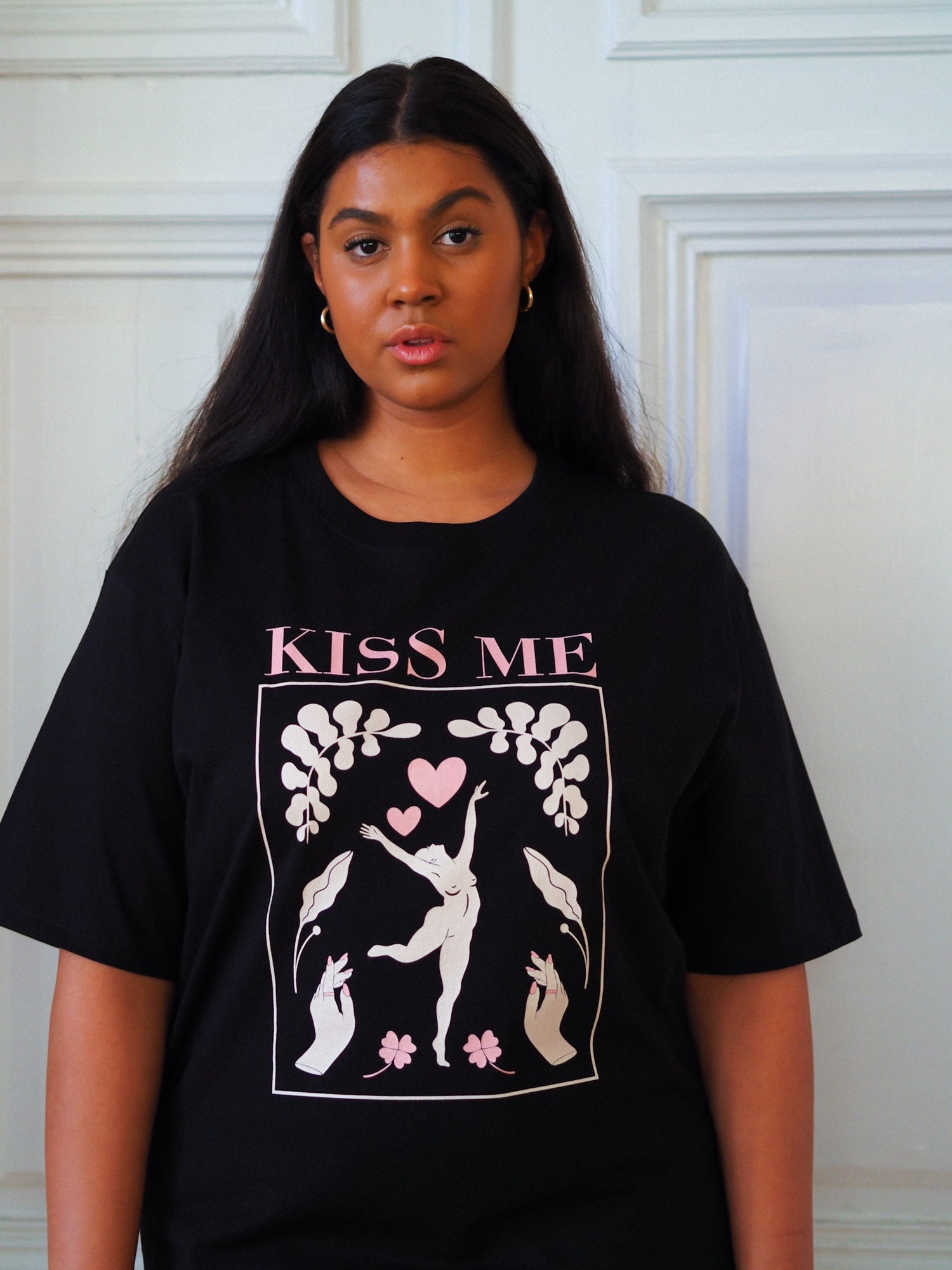 Kiss Me Oversize T-shirt, Black