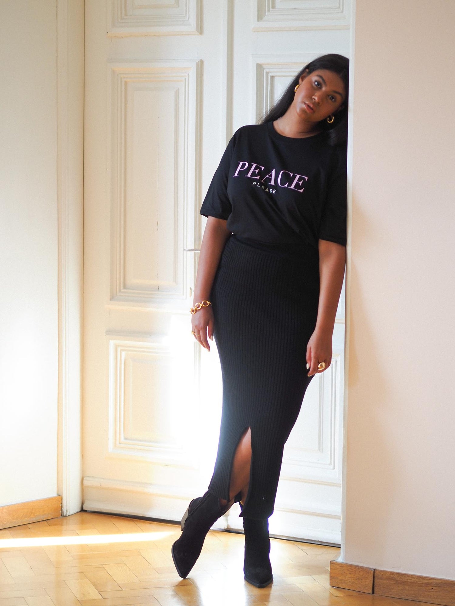 Peace Please Oversize T-shirt, Black