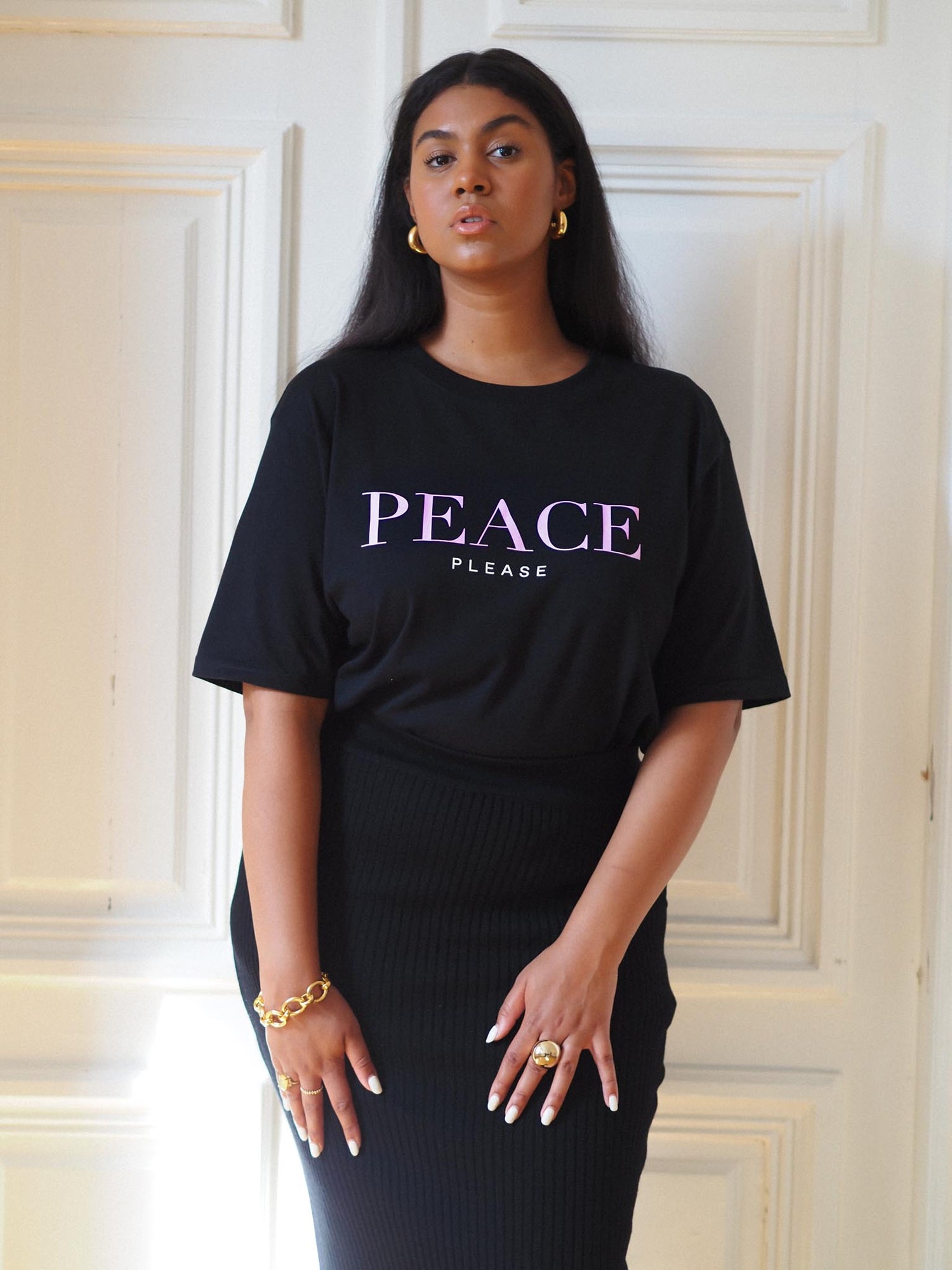 Peace Please Oversize T-shirt, Black