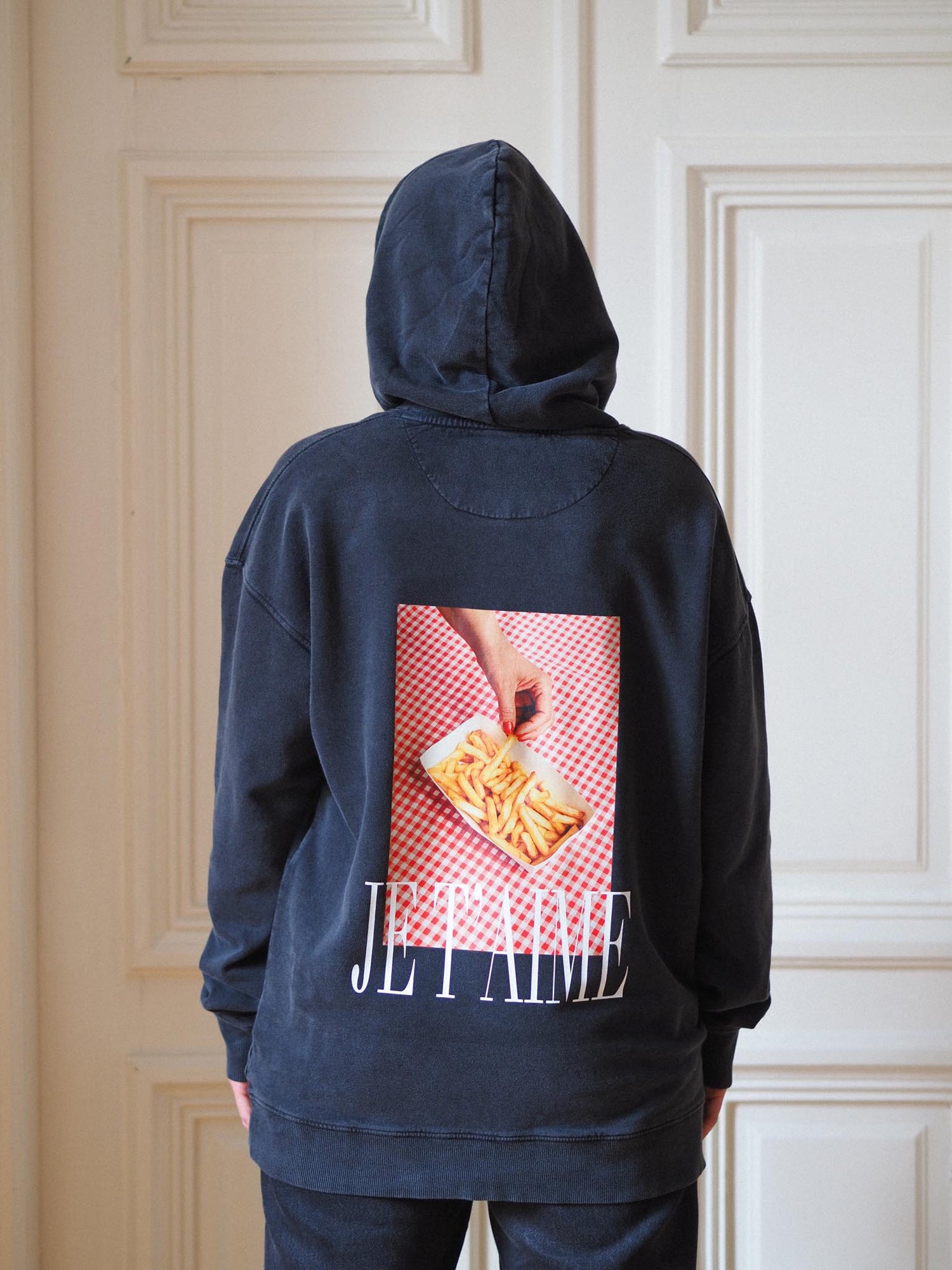 Je T'aime Hoodie, Stonewashed Black