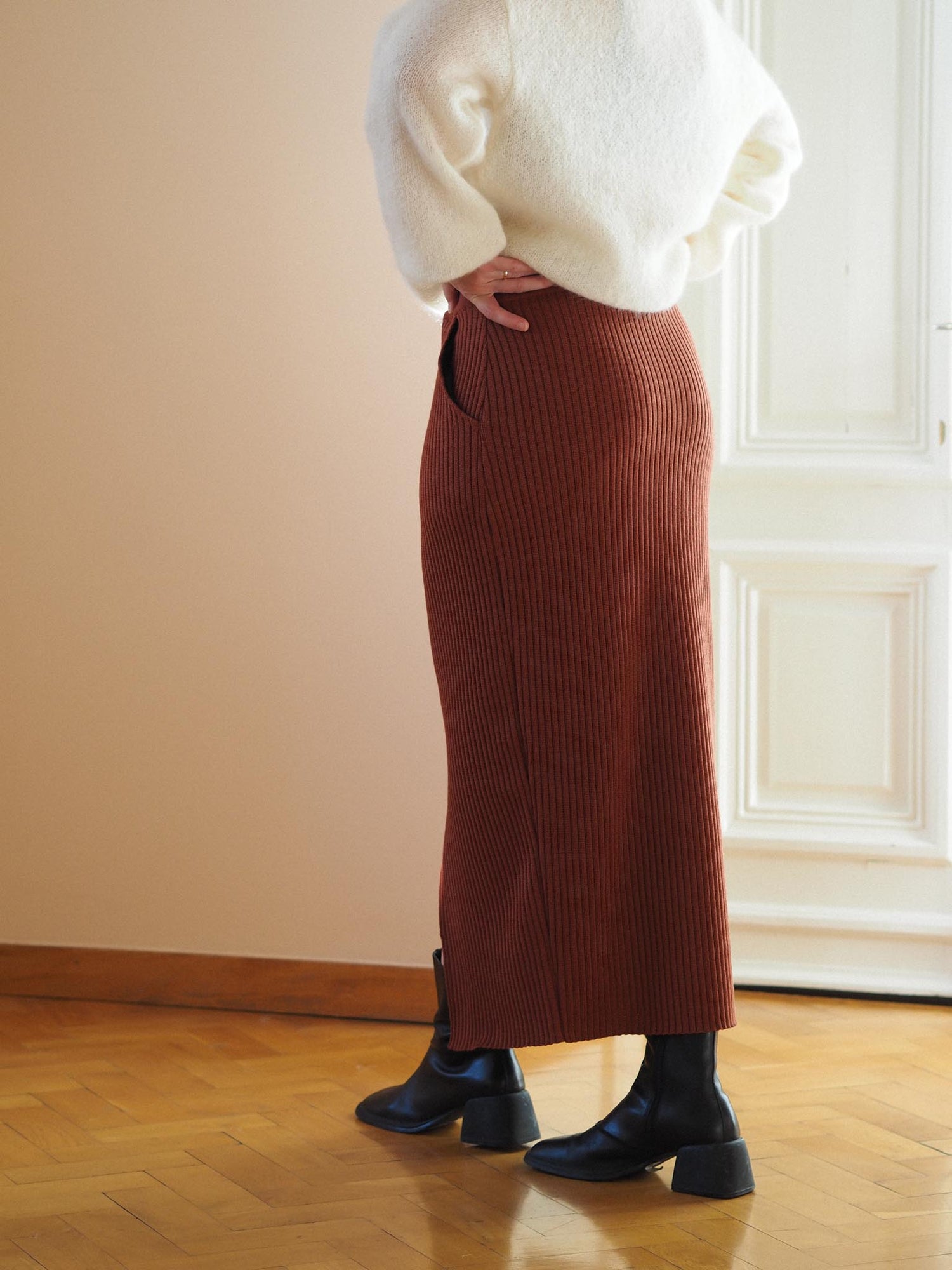 Abundance Knit Skirt, Maple Syrup