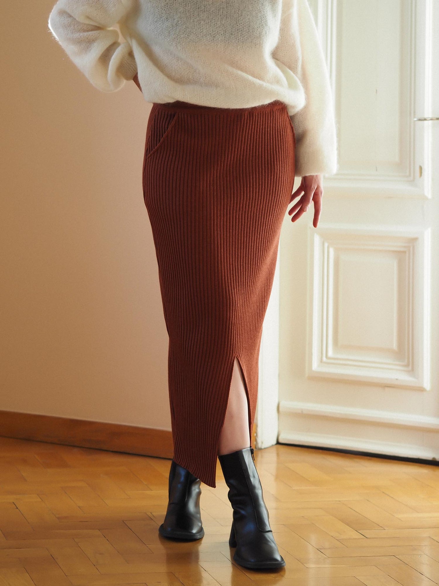 Abundance Knit Skirt, Maple Syrup