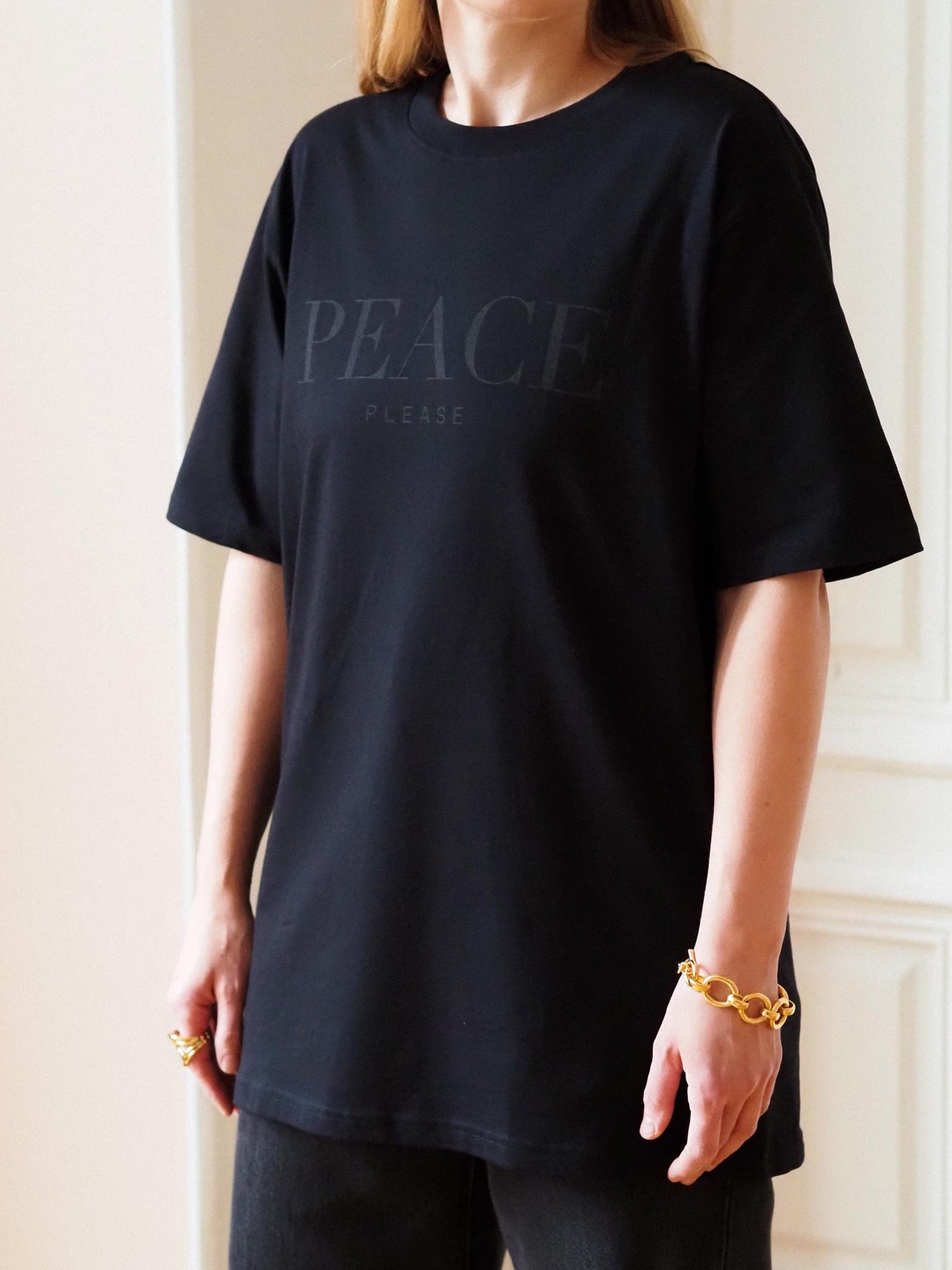 Peace Please Unisex T-shirt, All Black