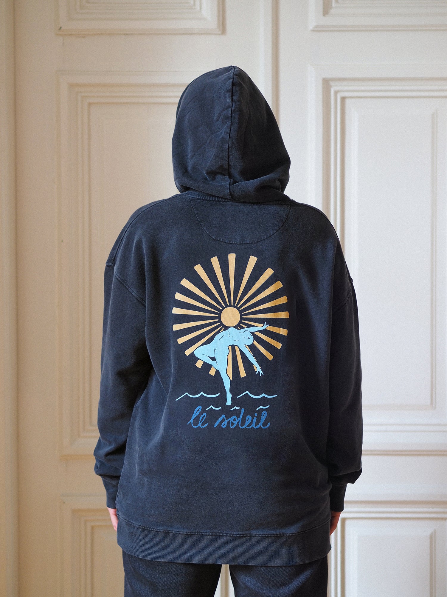 Le Soleil Hoodie, Stonewashed Black