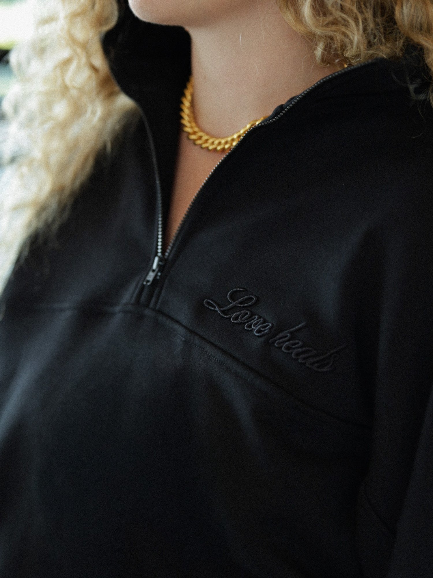 Half Zip Sweatshirt 'Love Heals', Black
