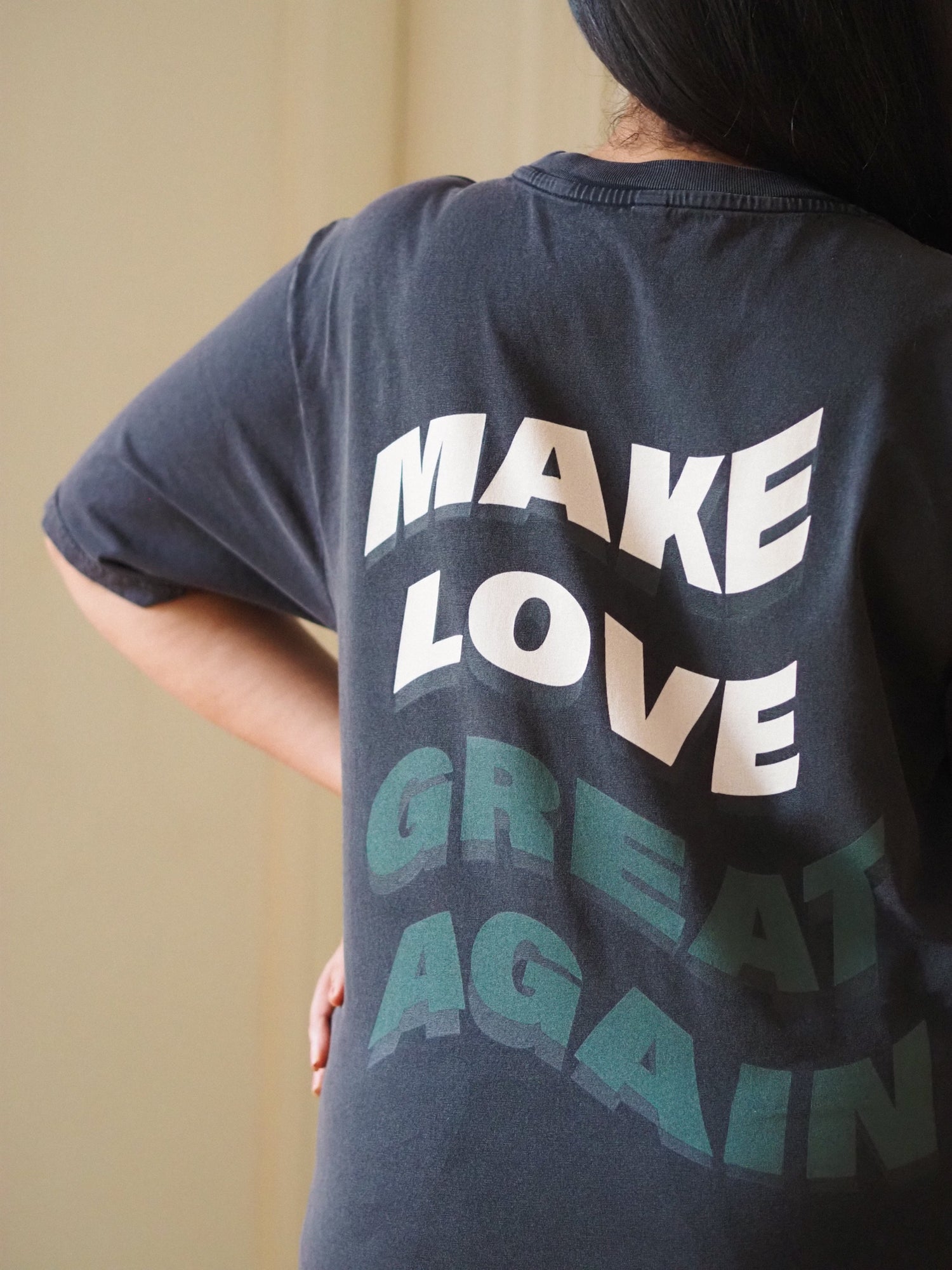 Make Love Great Again Oversize T-shirt, Stonewashed Black