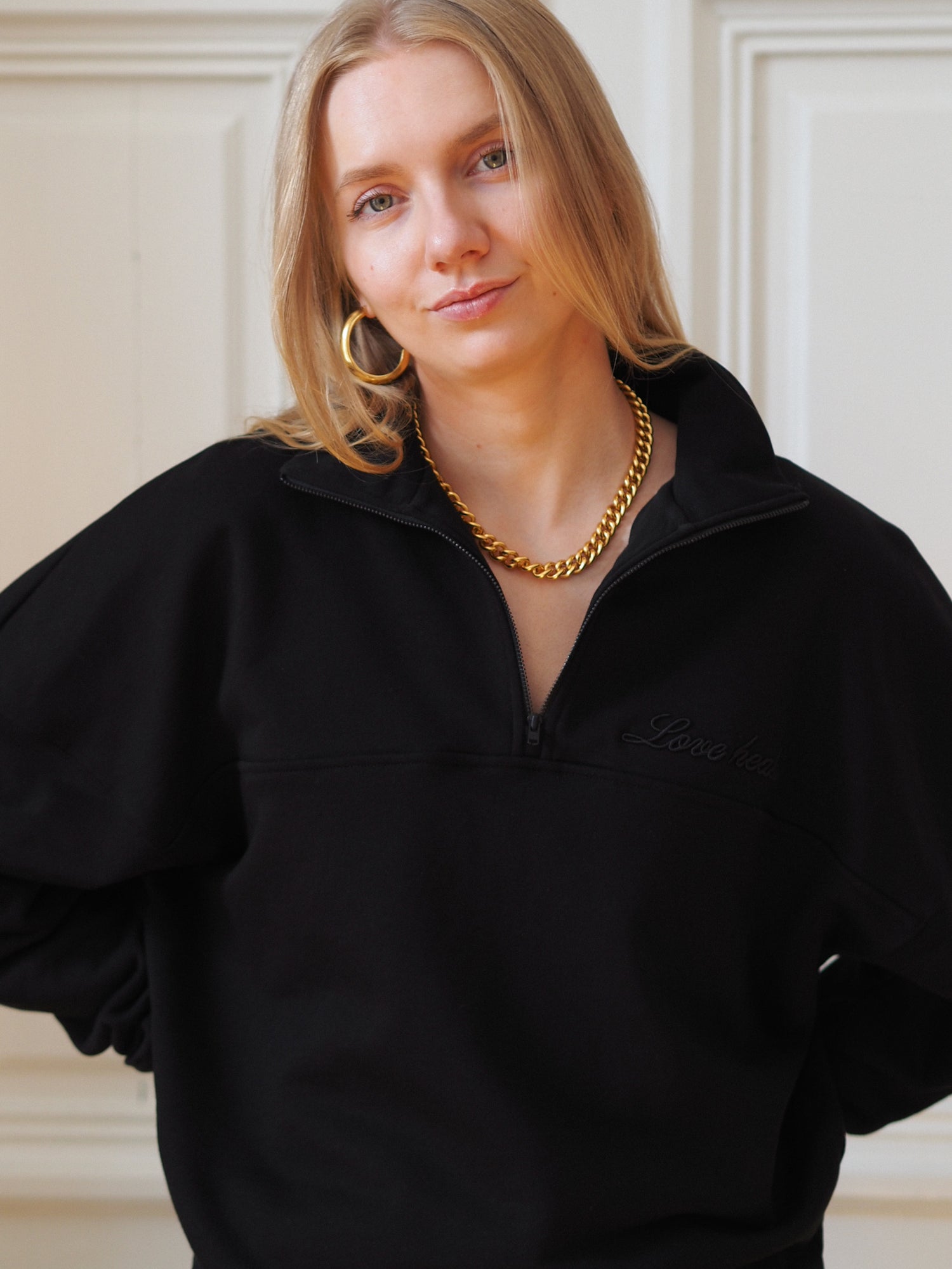 Half Zip Sweatshirt 'Love Heals', Black