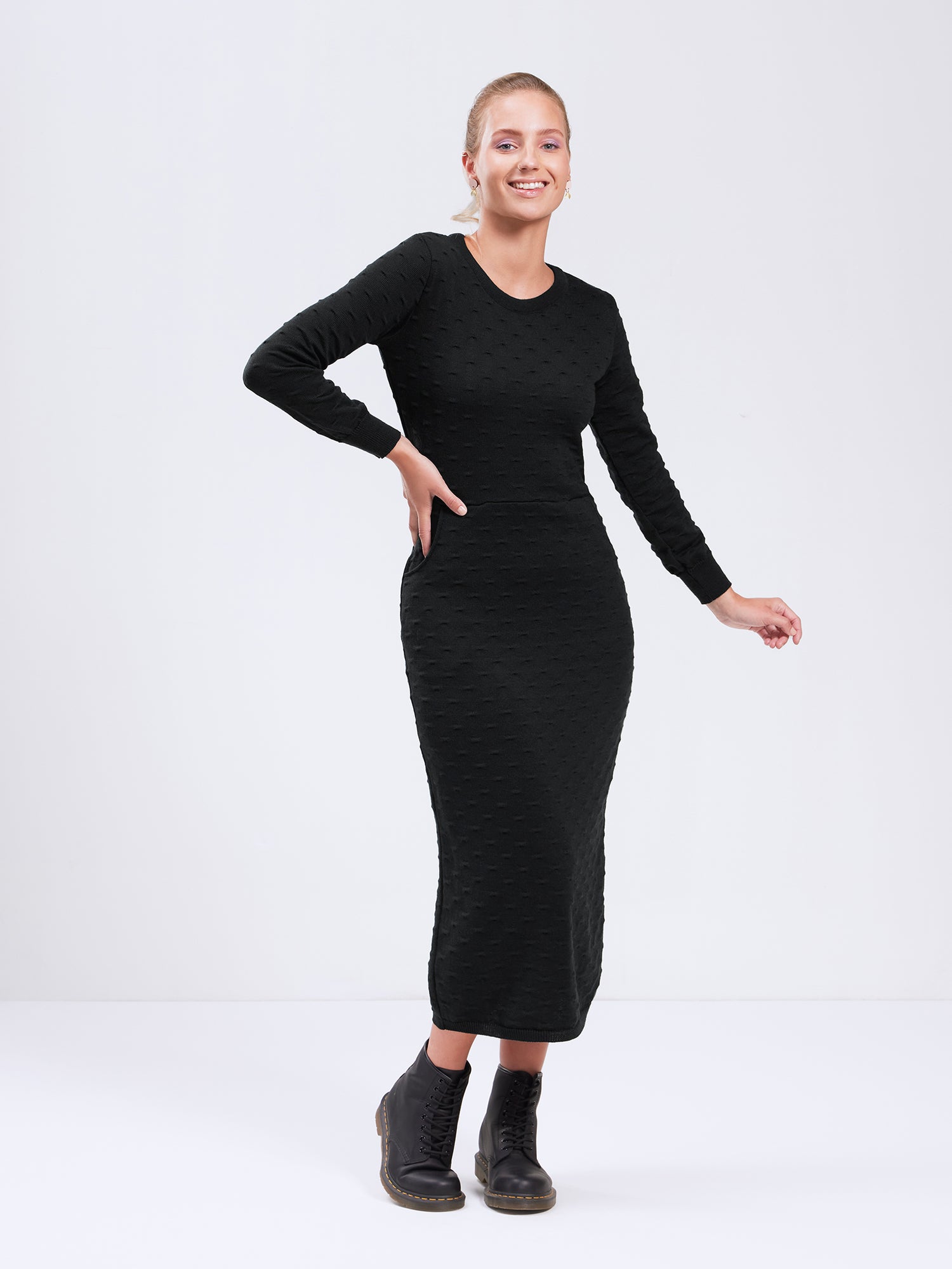 Mirage Knit Dress, Black