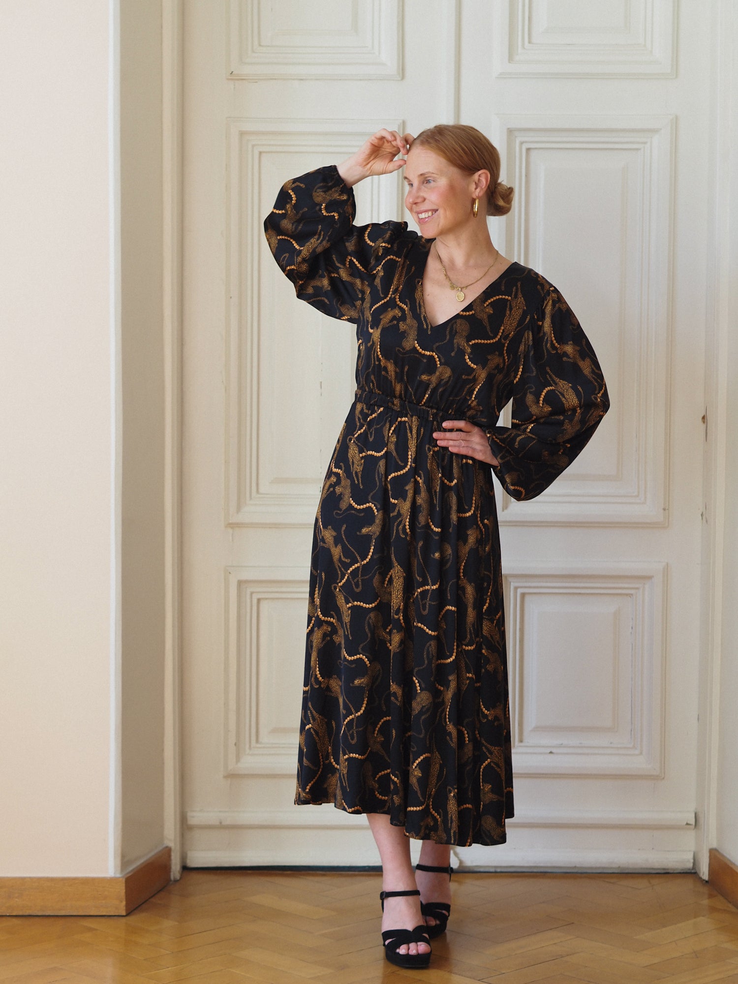 Verity Dress, Pearl Leopard Dark
