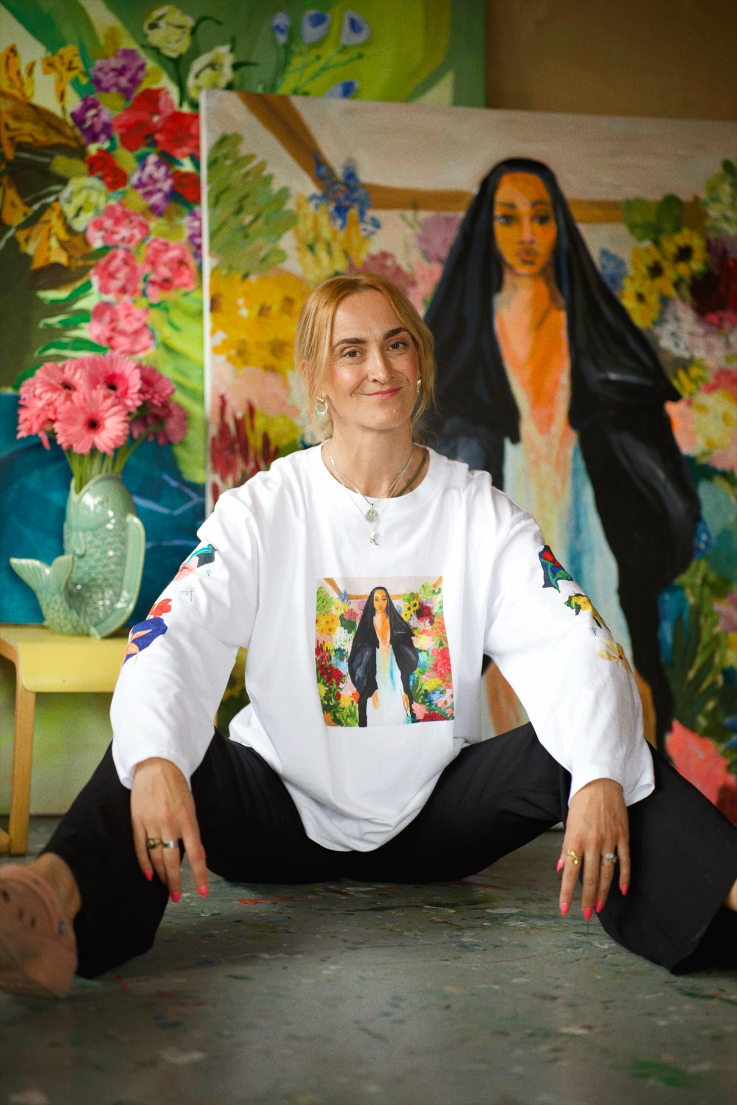 Uhana x Laura Annala Long Sleeve T-shirt, White
