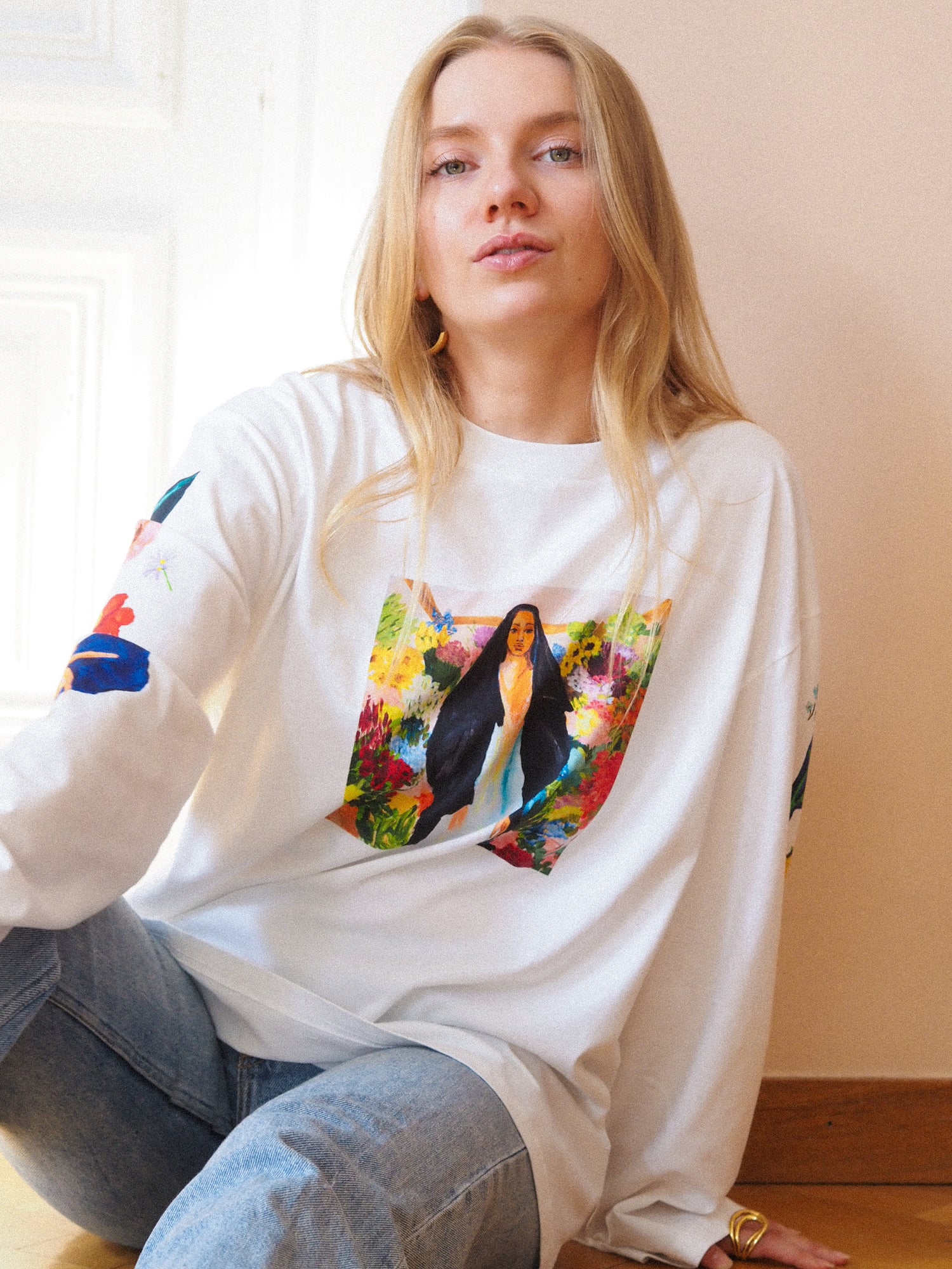Uhana x Laura Annala Long Sleeve T-shirt, White