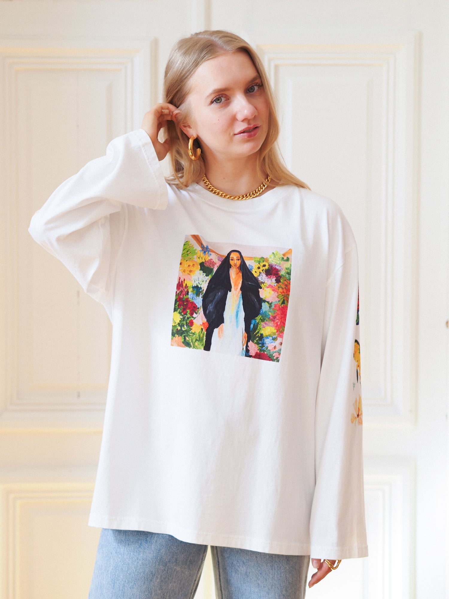 Uhana x Laura Annala Long Sleeve T-shirt, White