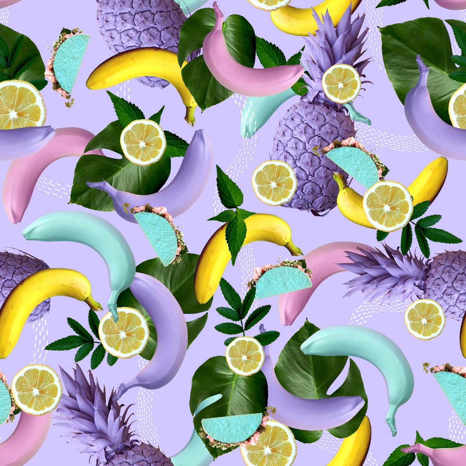 PRE-ORDER: Bananas Lilac fabric