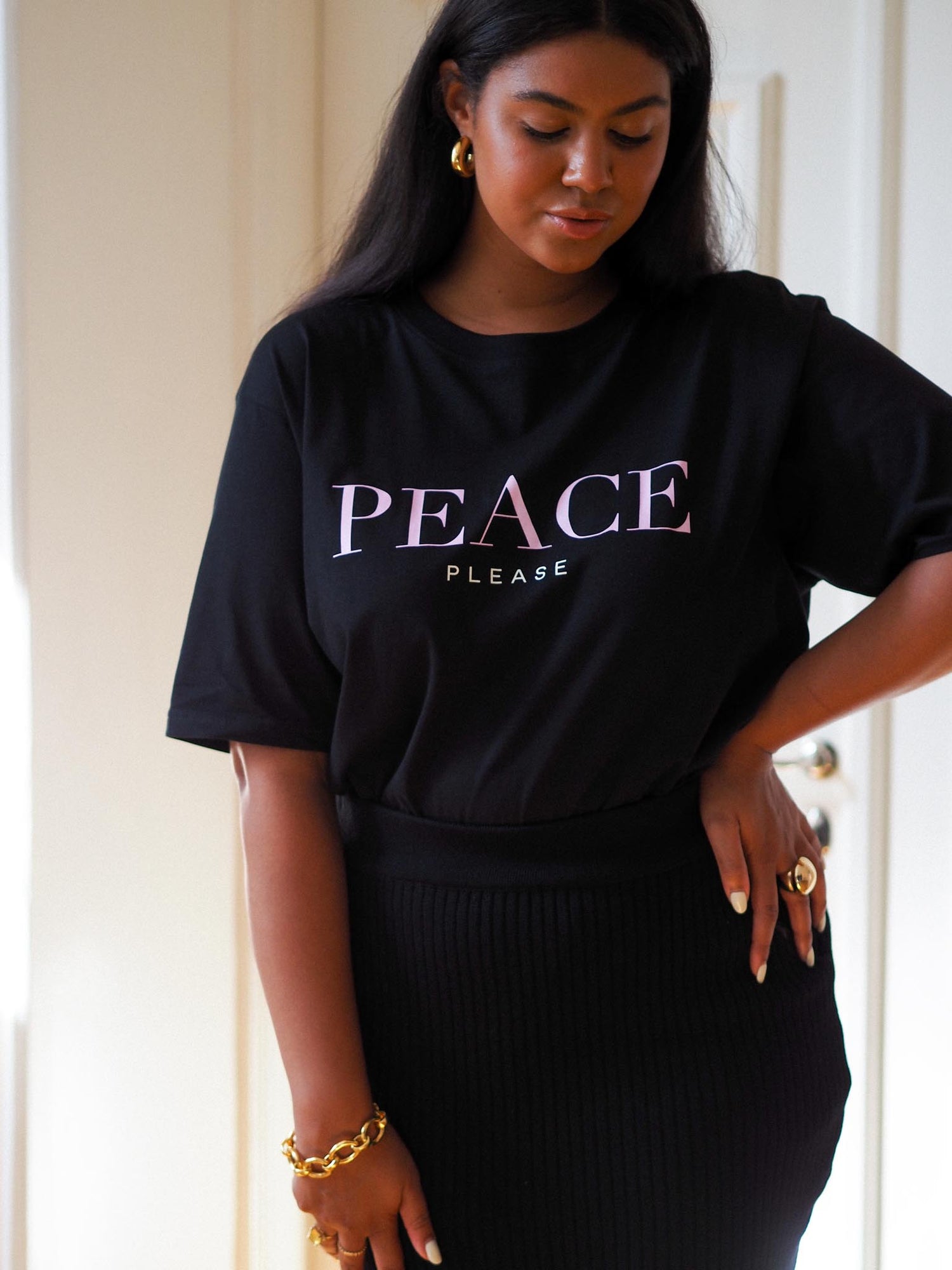 Peace Please Oversize T-shirt, Black